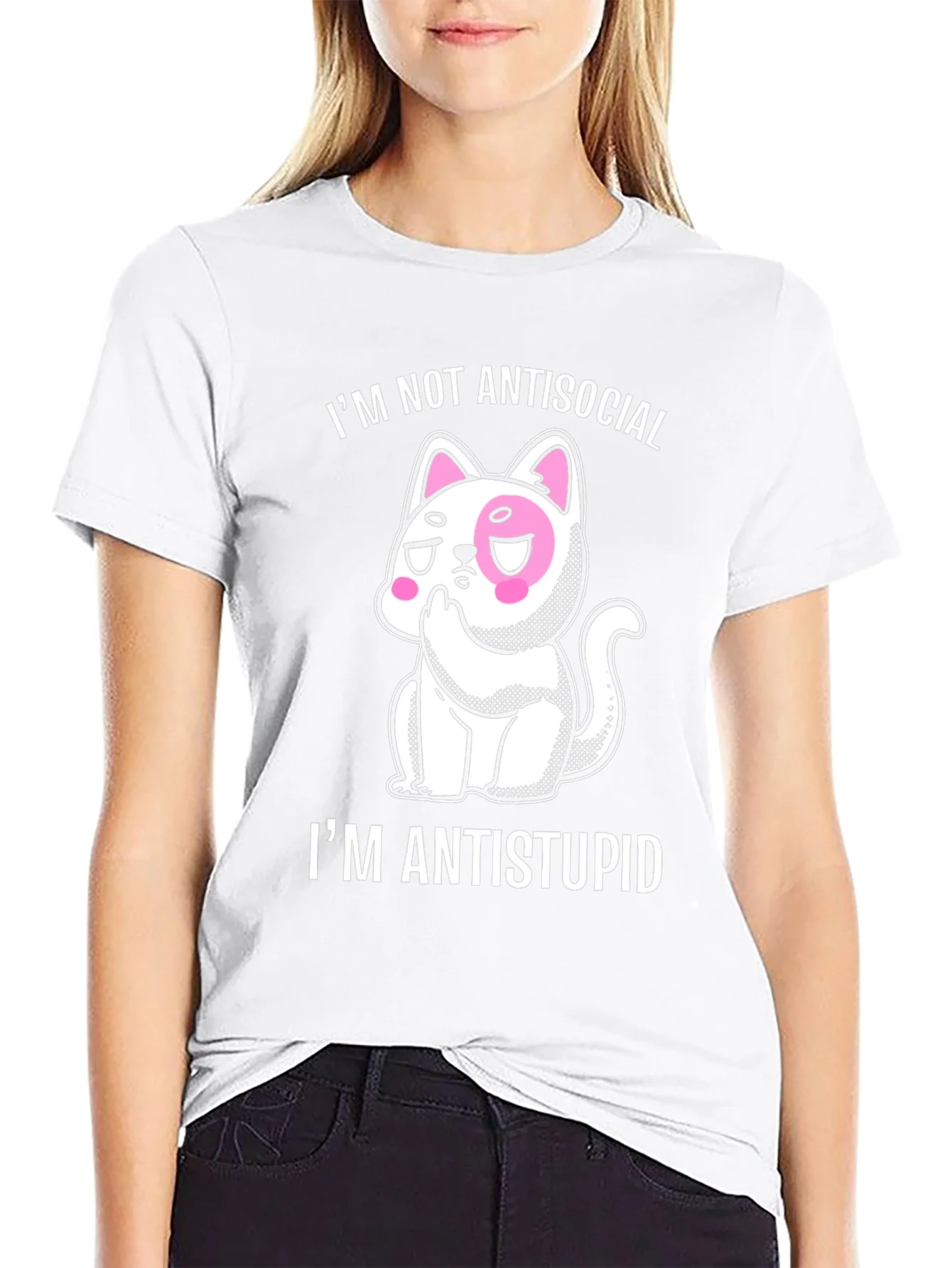Anti-stupid Cat Graphic Tee