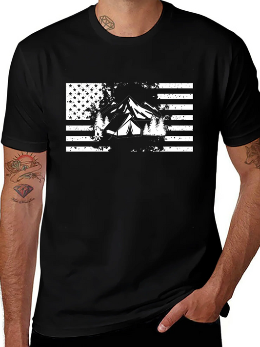 American Flag Camping T-Shirt