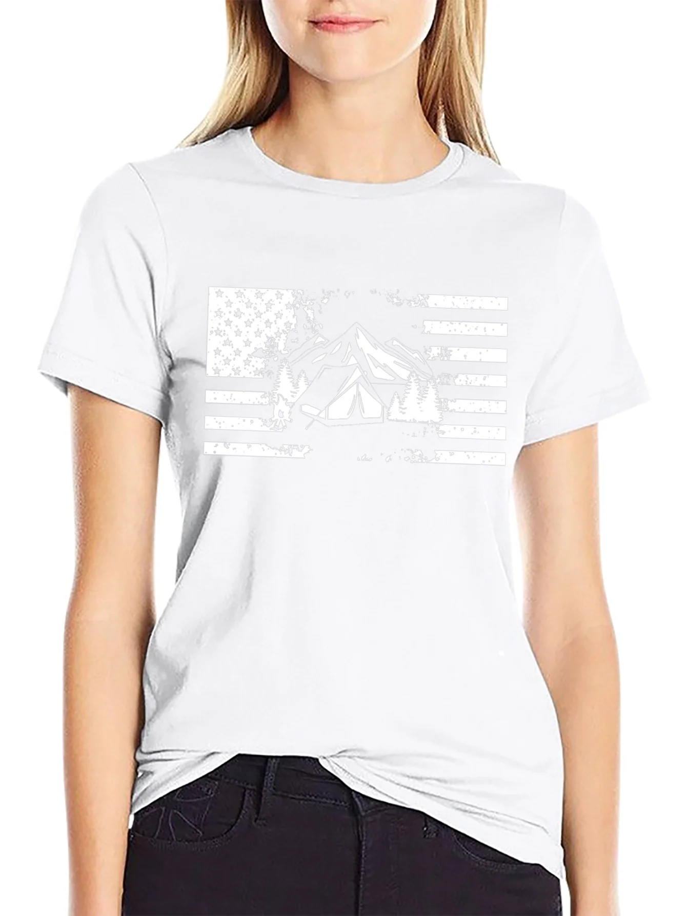 American Flag Camping T-Shirt