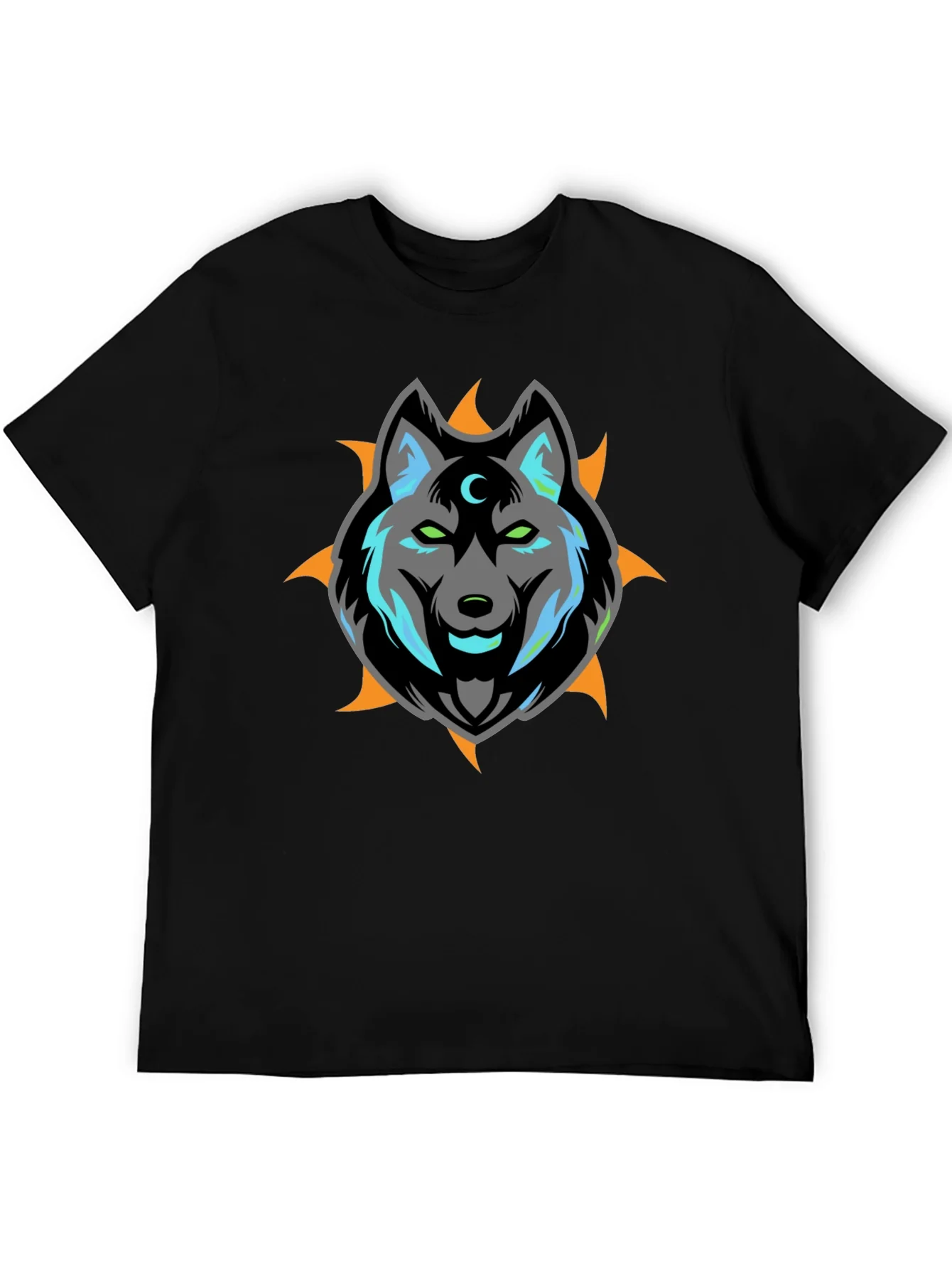 Wolf Moon Graphic Print Black T-Shirt