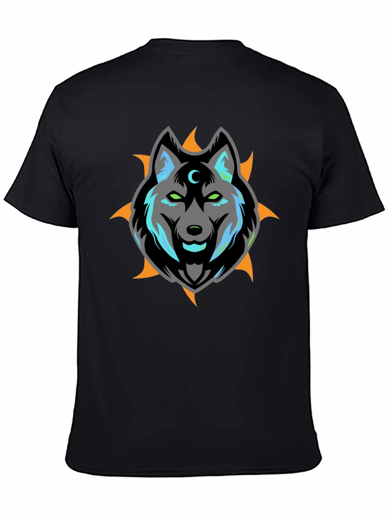 Wolf Moon Graphic Print Black T-Shirt