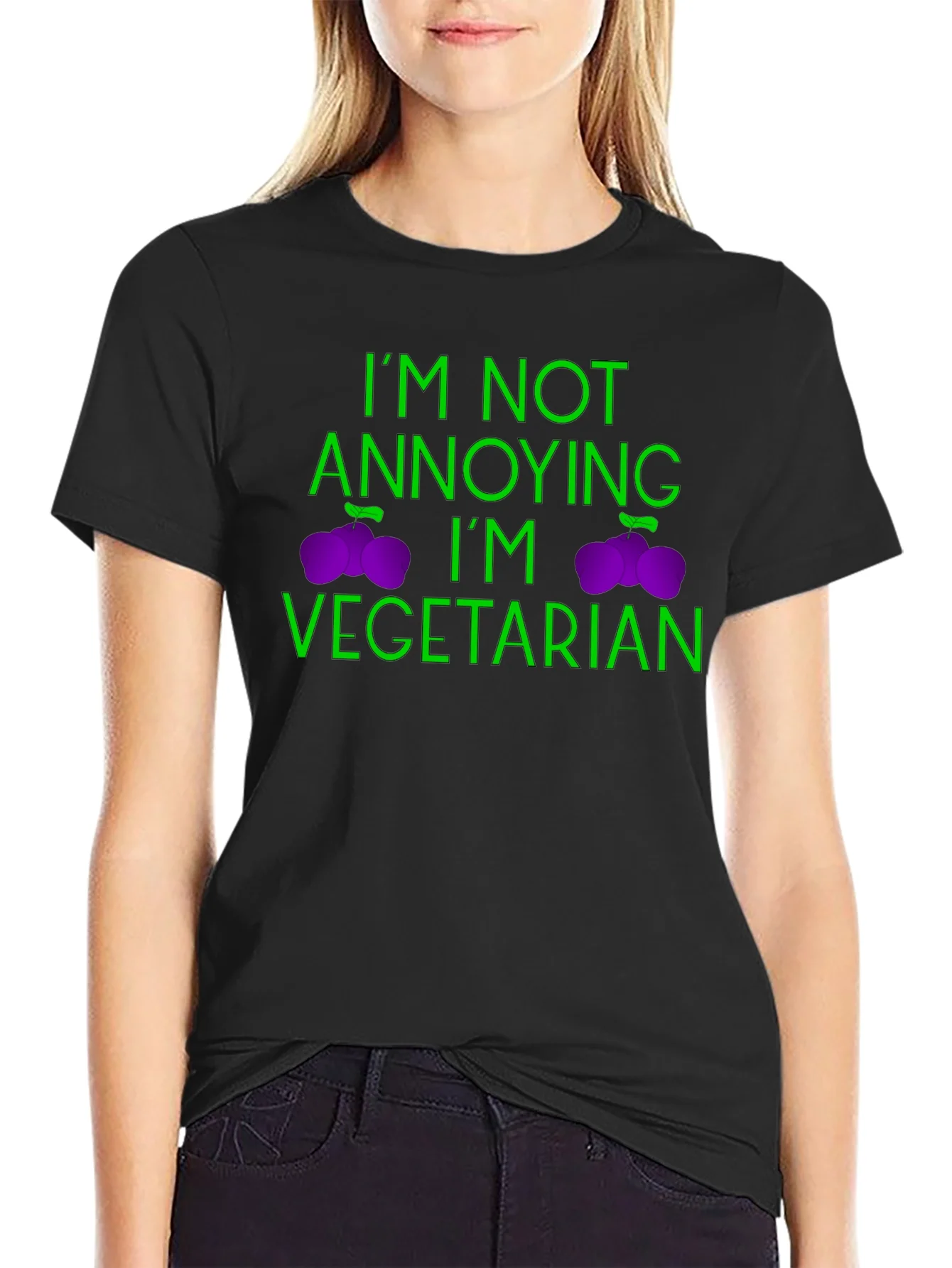 Vegetarian Statement Graphic Tee - Black