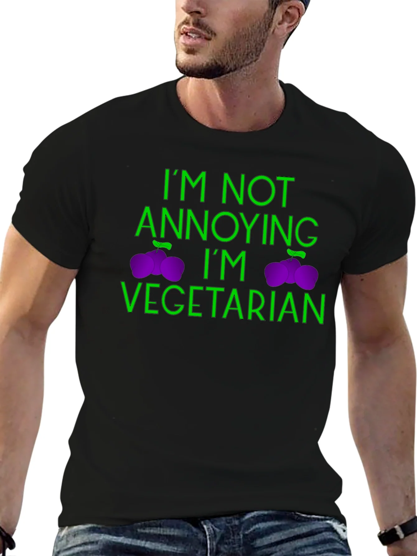 Vegetarian Statement Graphic Tee - Black