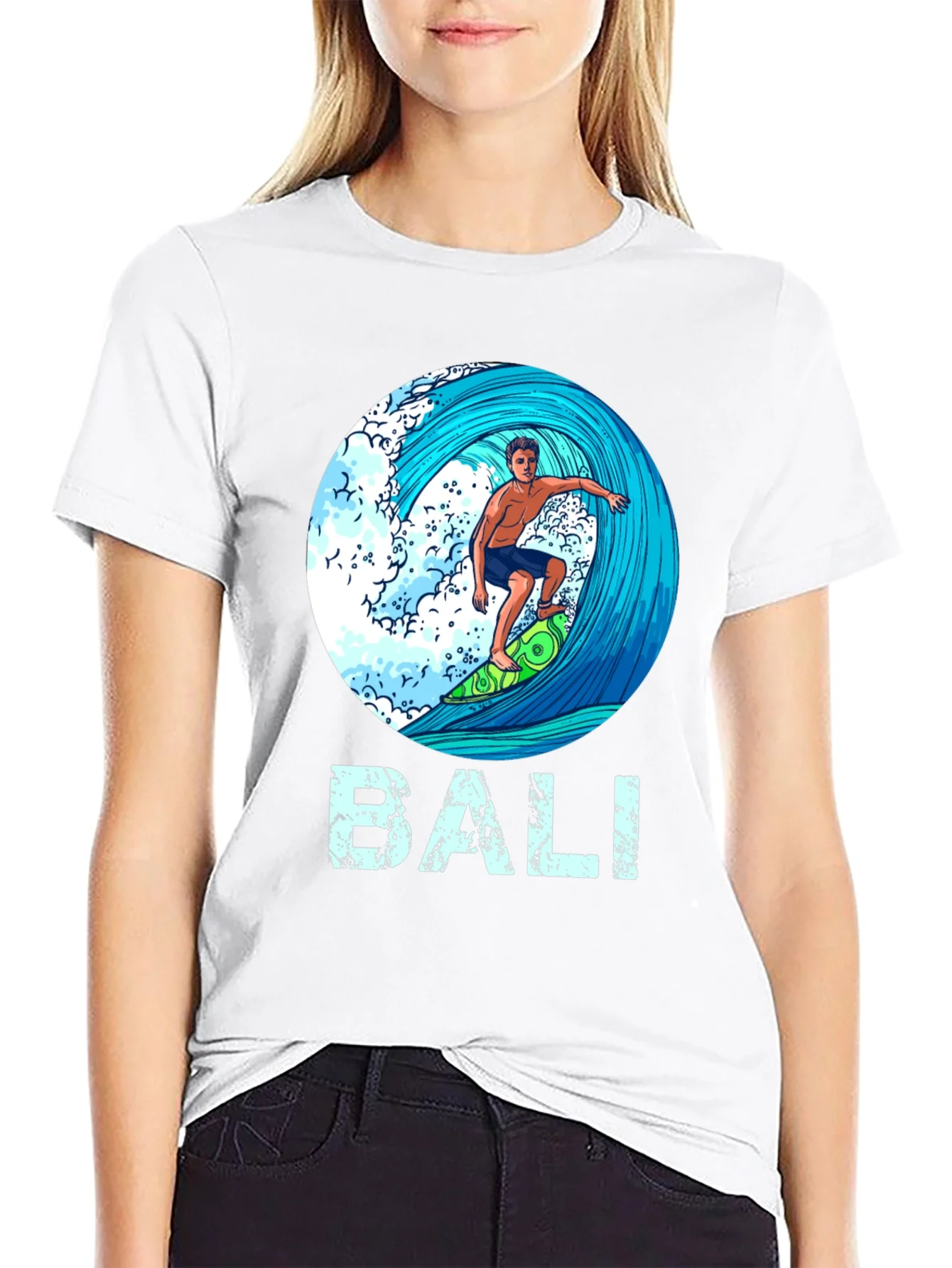 Bali Surfer Graphic T-Shirt - Tropical Island Style
