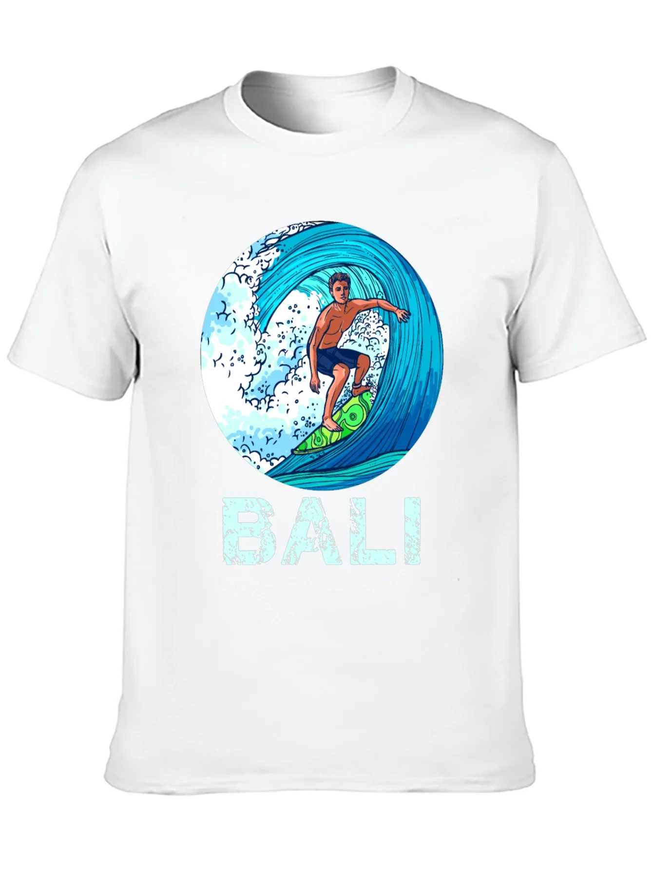 Bali Surfer Graphic T-Shirt - Tropical Island Style