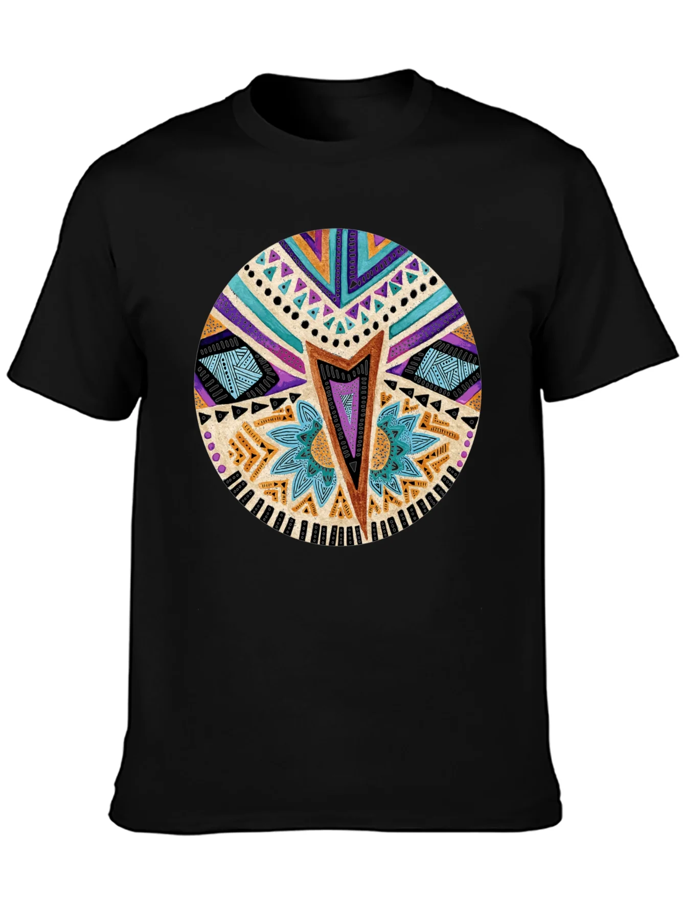Tribal Pattern Black T-Shirt