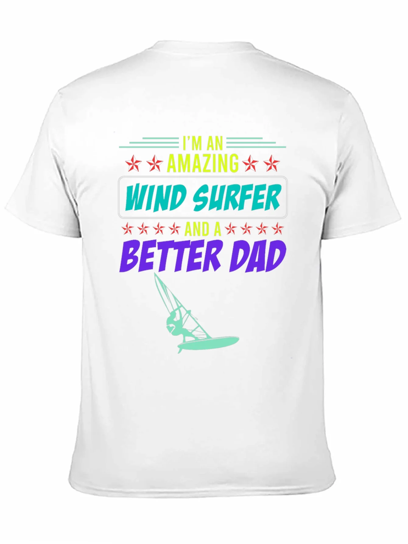Amazing Wind Surfer Dad Black Graphic Tee
