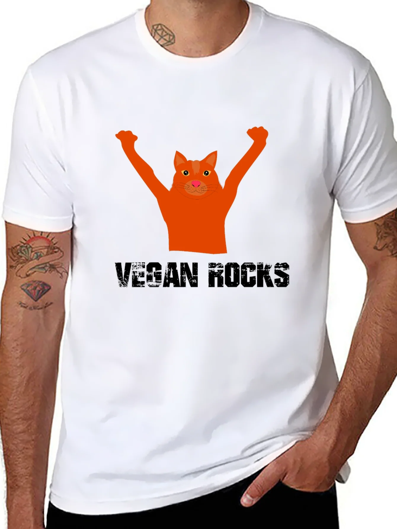 Vegan Rocks Cat T-Shirt