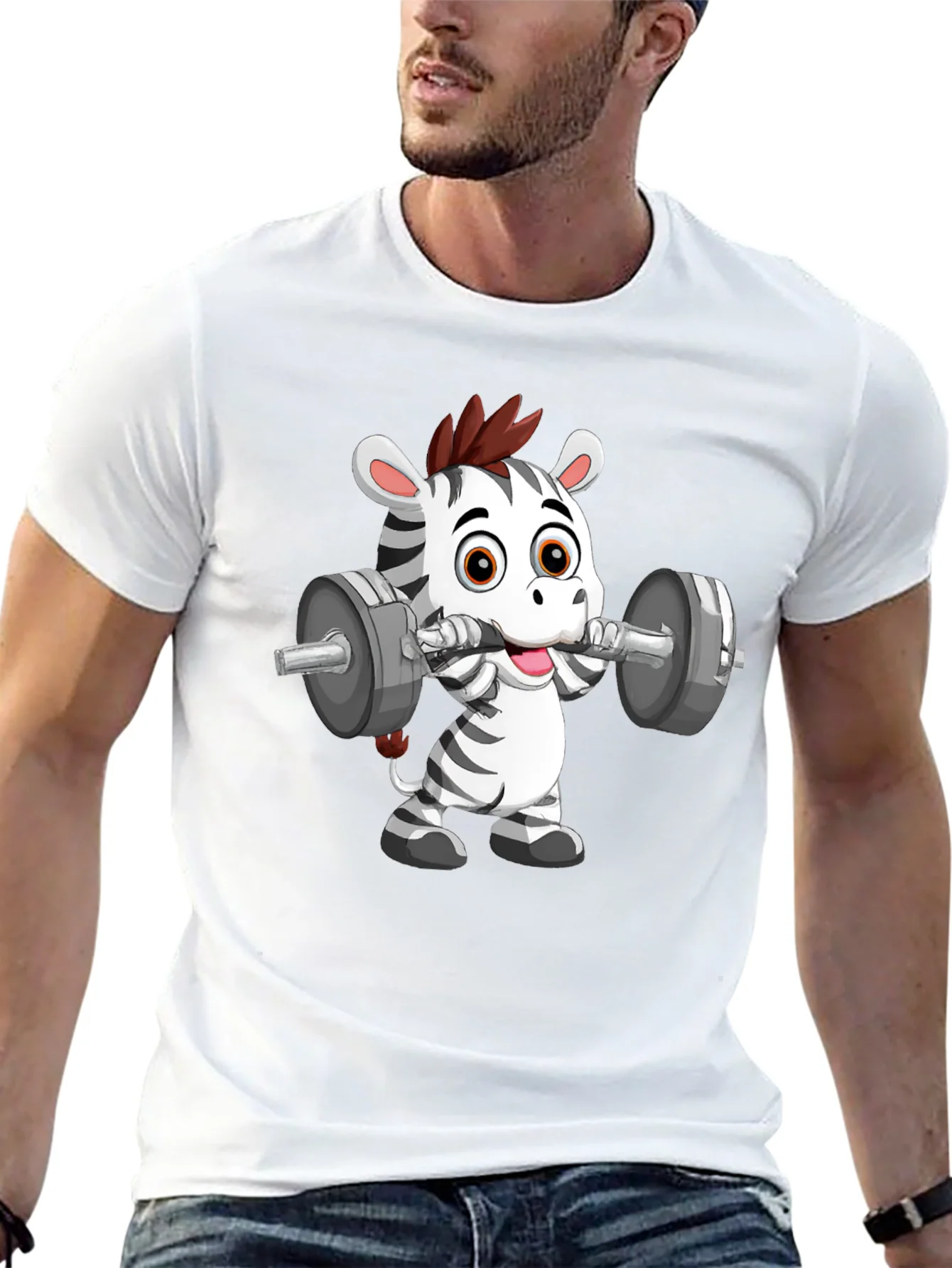 Zebra Lifting Weights T-Shirt - Black