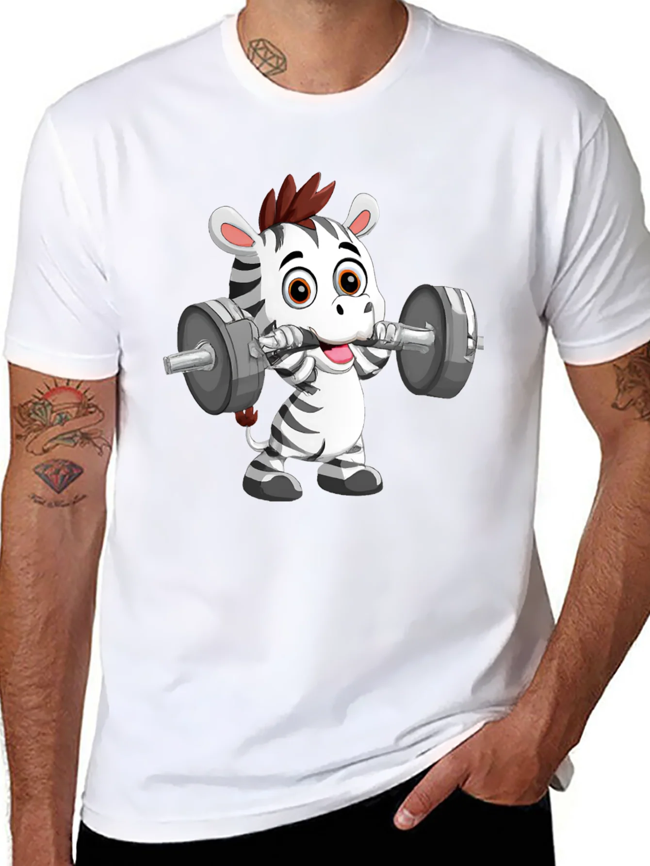 Zebra Lifting Weights T-Shirt - Black