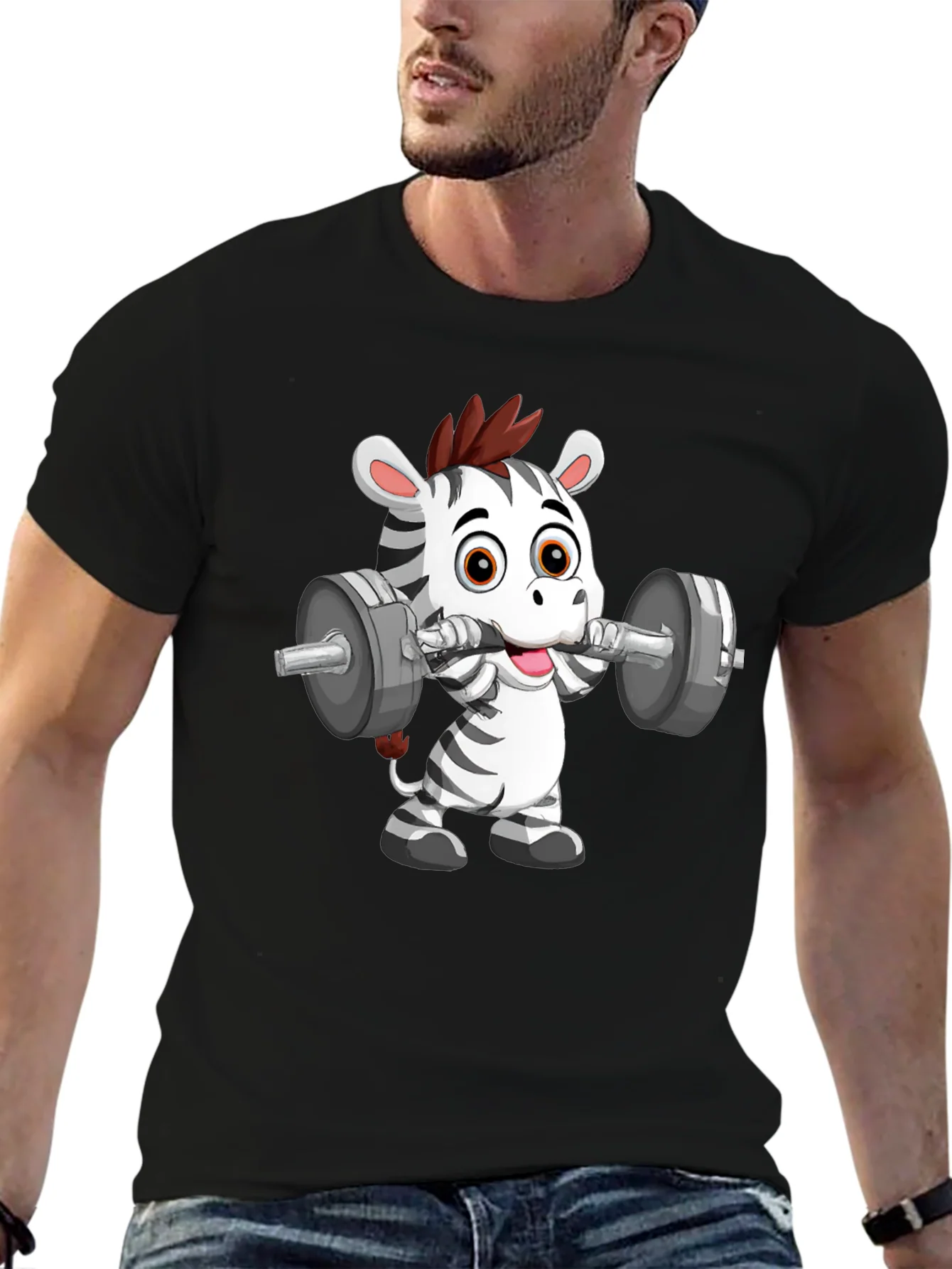 Zebra Lifting Weights T-Shirt - Black