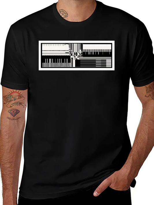 Abstract Music T-Shirt - Black Cotton Blend Modern Design