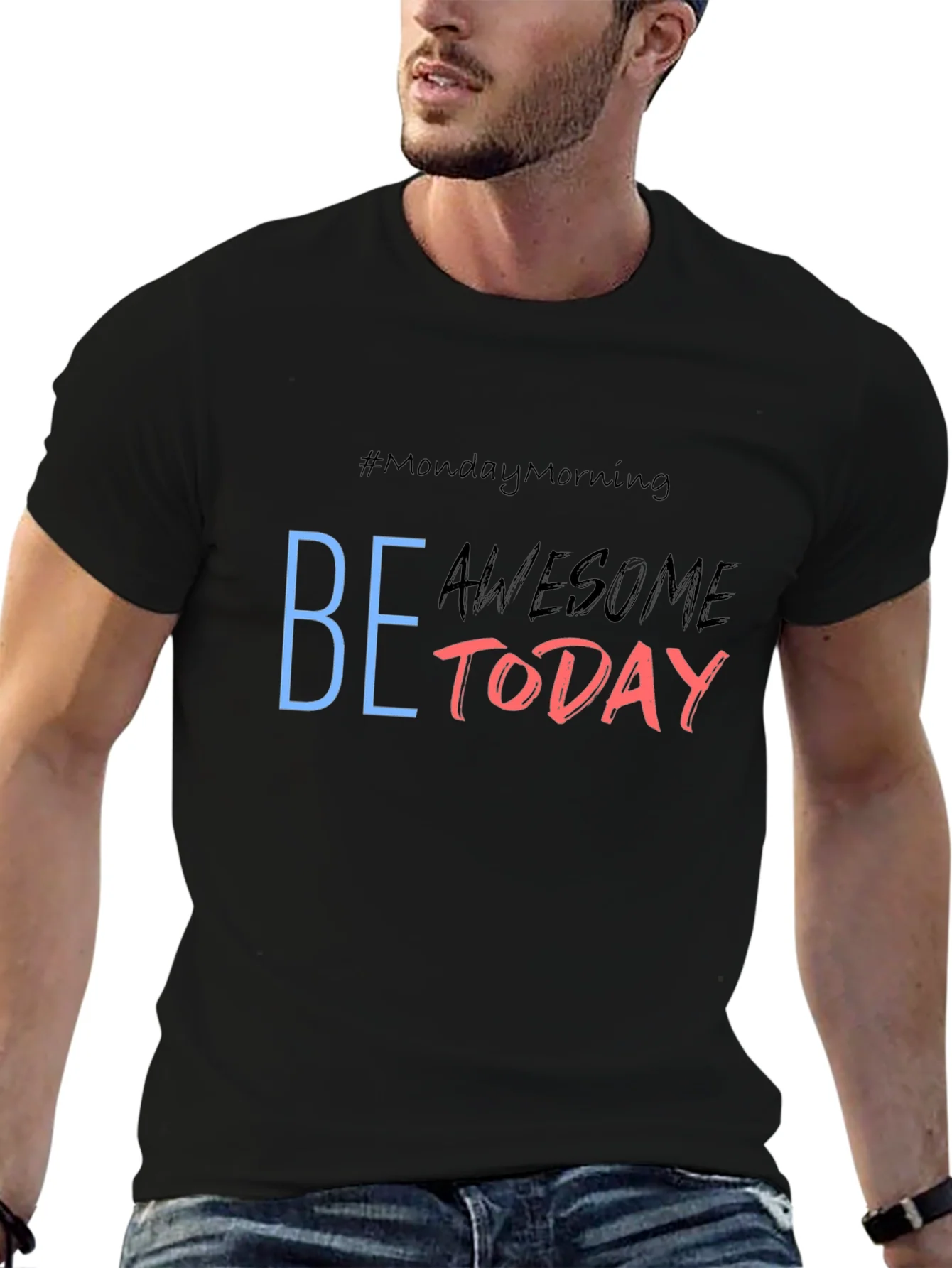 Be Awesome Today Graphic Tee - Black Casual T-Shirt