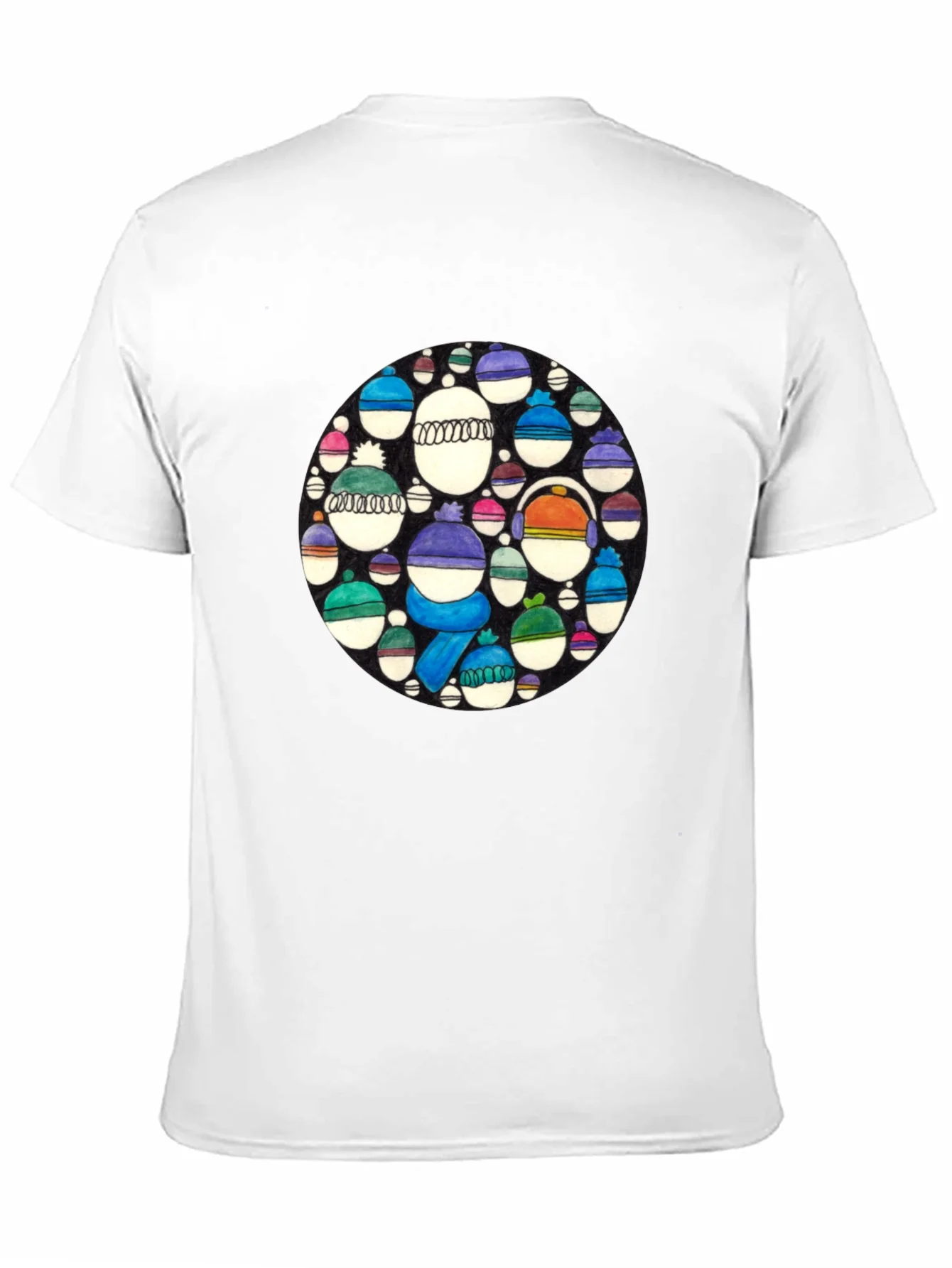 Whimsical Winter Hats Graphic Tee - Black