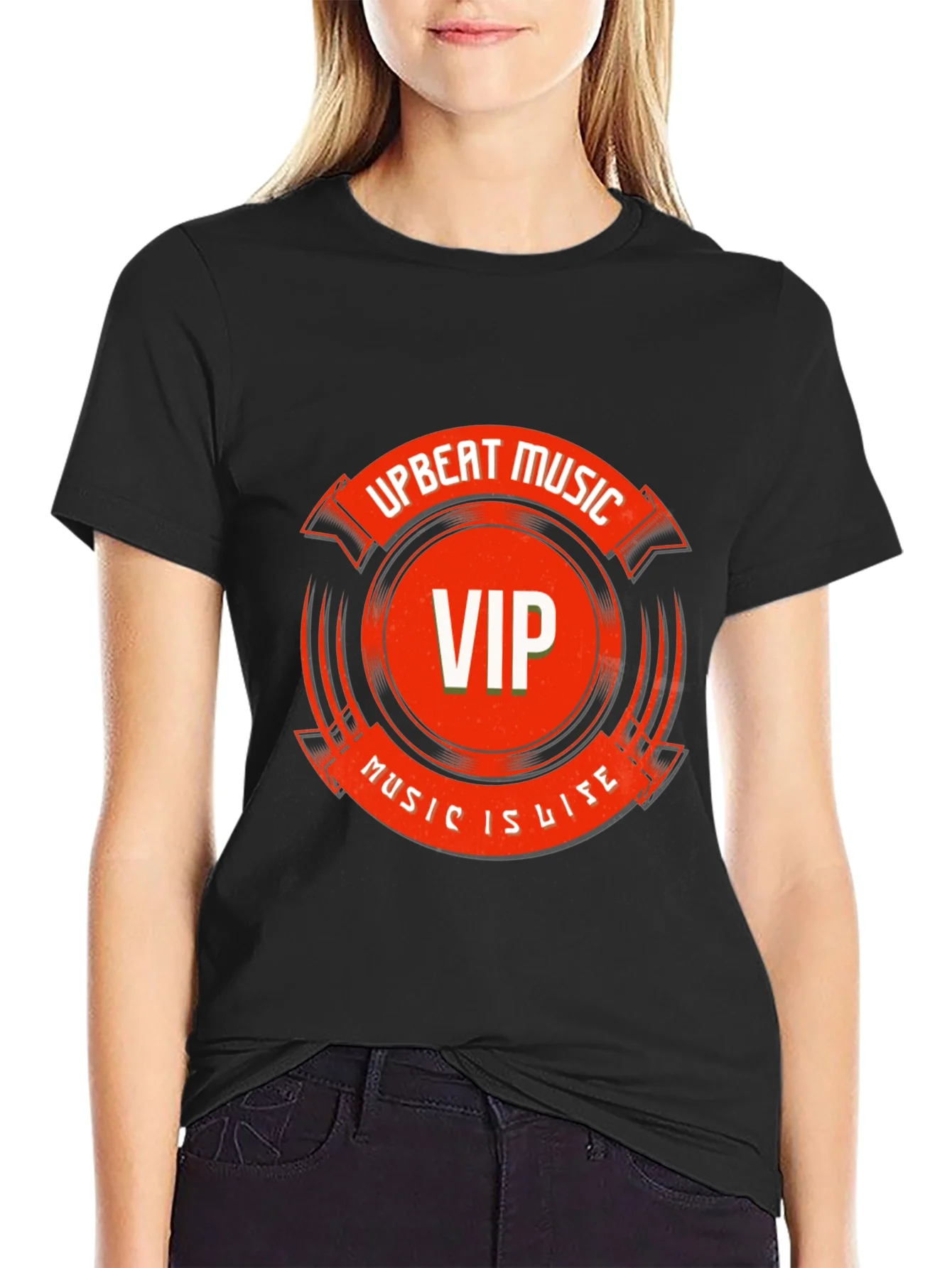 Upbeat Music VIP Black Graphic Tee