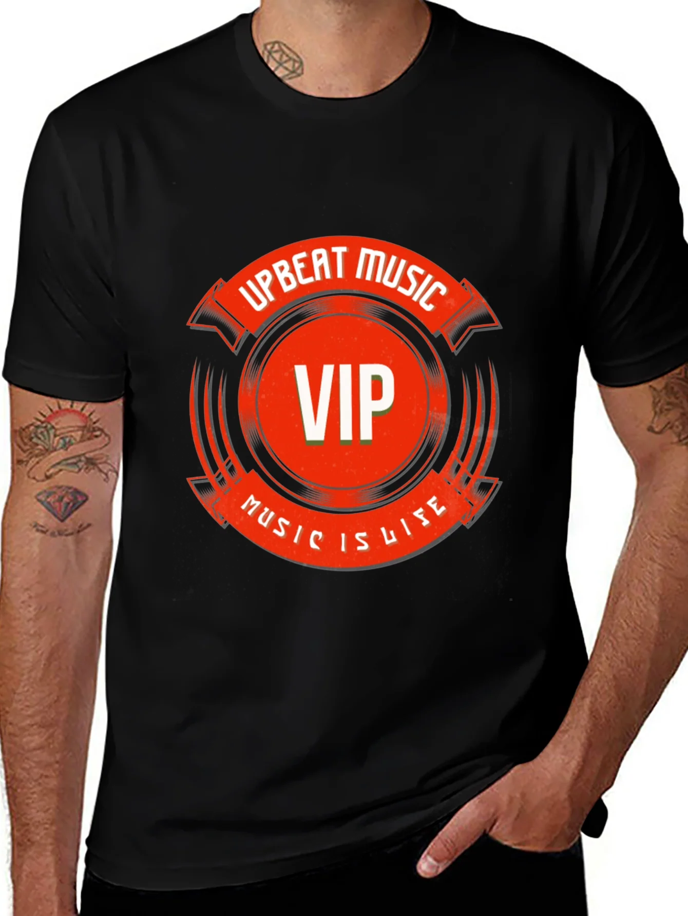 Upbeat Music VIP Black Graphic Tee