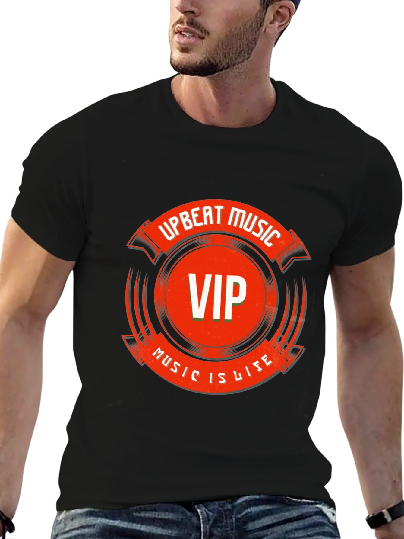 Upbeat Music VIP Black Graphic Tee