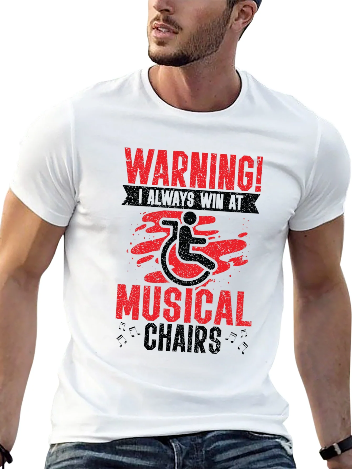 Warning Musical Chairs Wheelchair T-Shirt