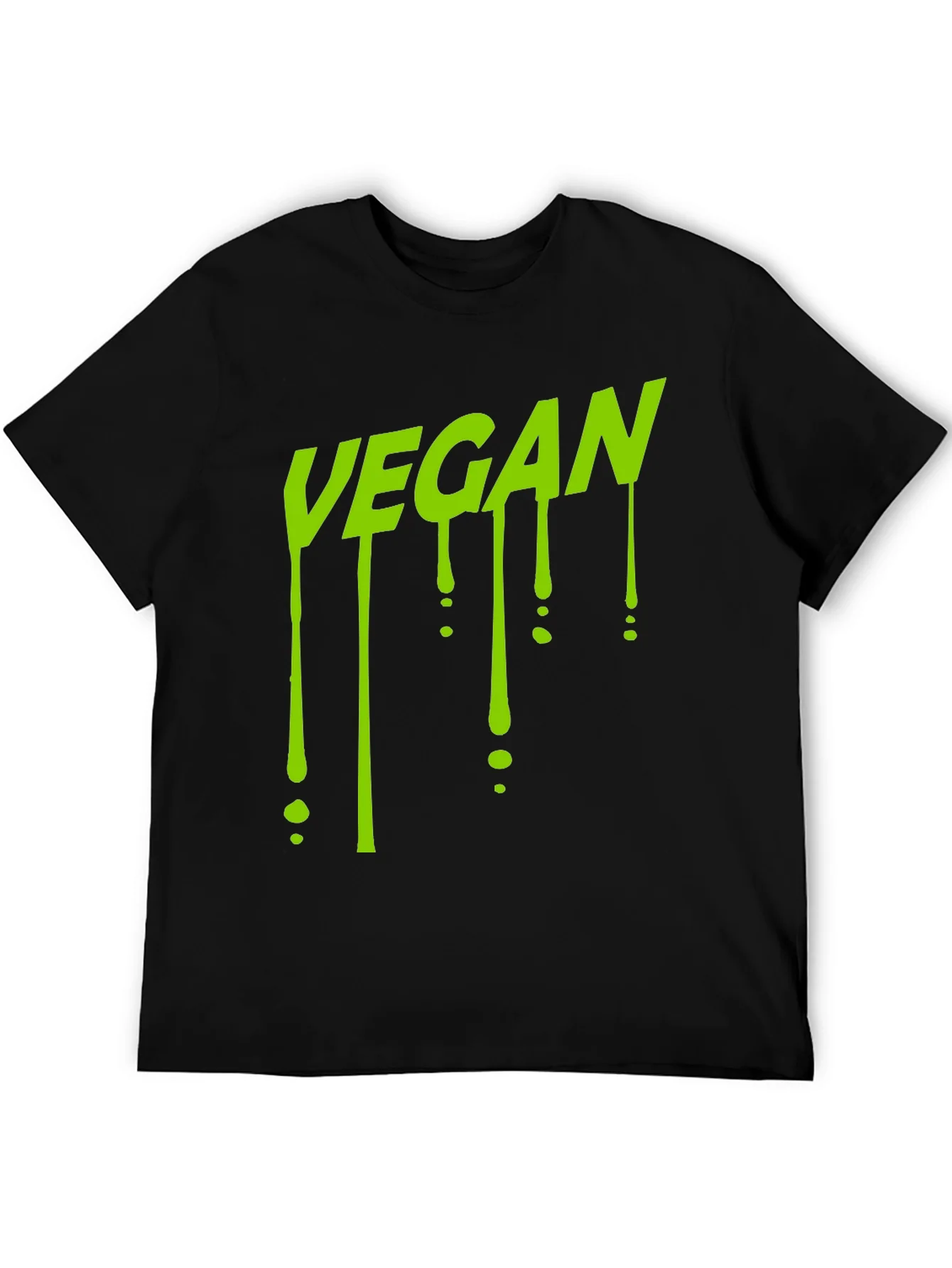 Vegan Drip T-Shirt - Black Crew Neck
