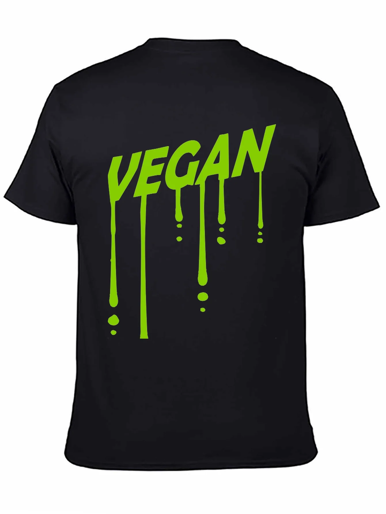 Vegan Drip T-Shirt - Black Crew Neck