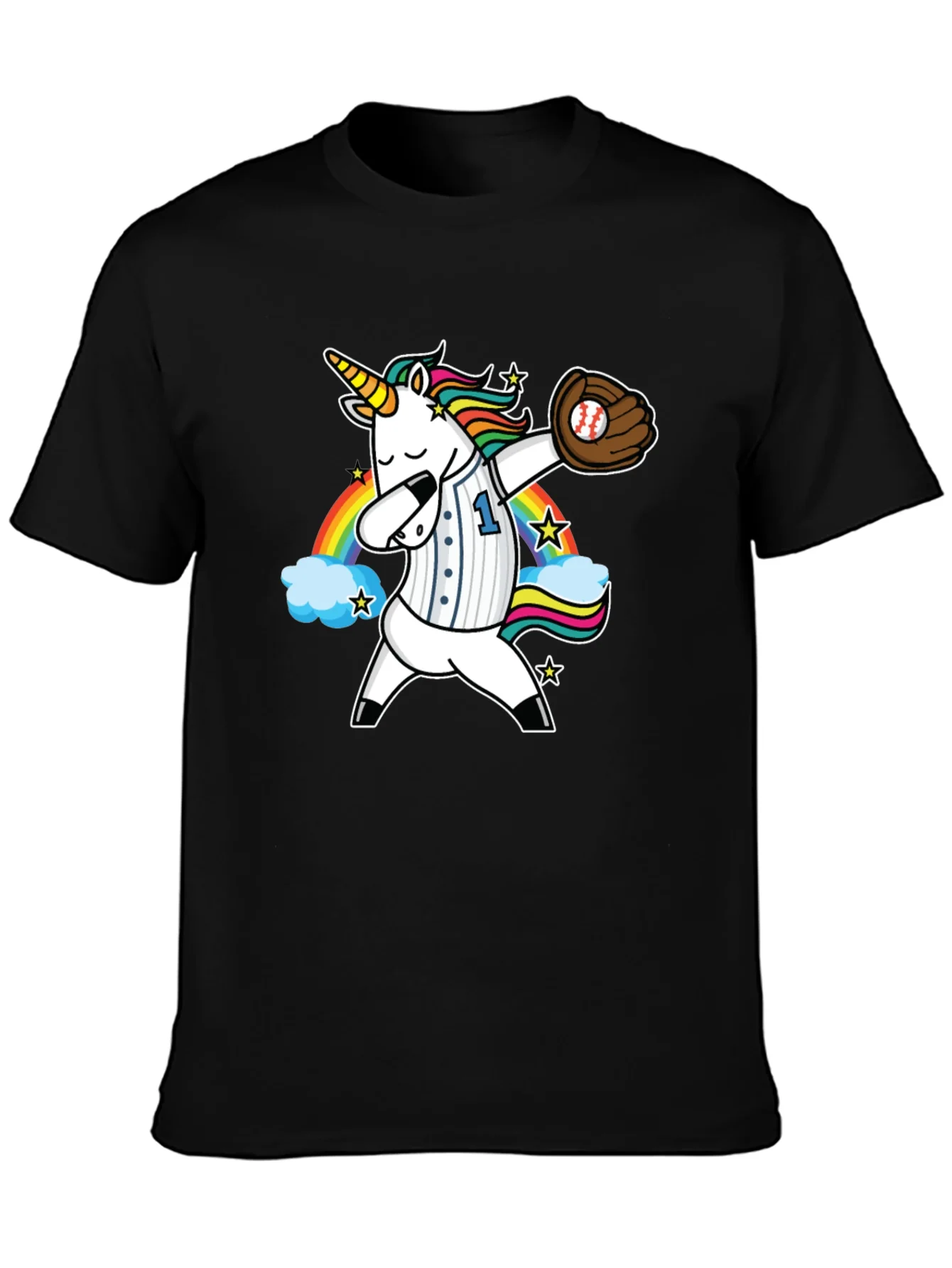 Unicorn Baseball Dabbing Graphic T-Shirt