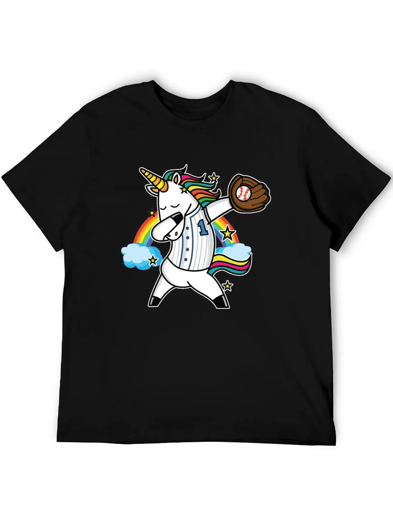 Unicorn Baseball Dabbing Graphic T-Shirt