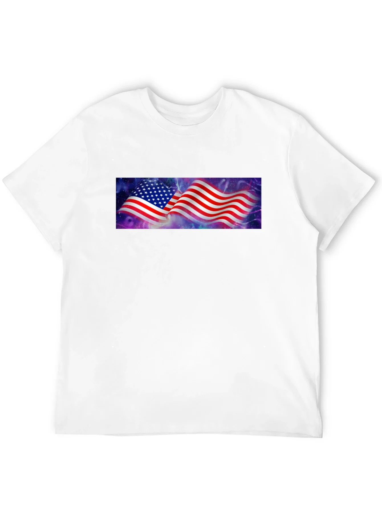 American Flag Galaxy Graphic Tee - Black