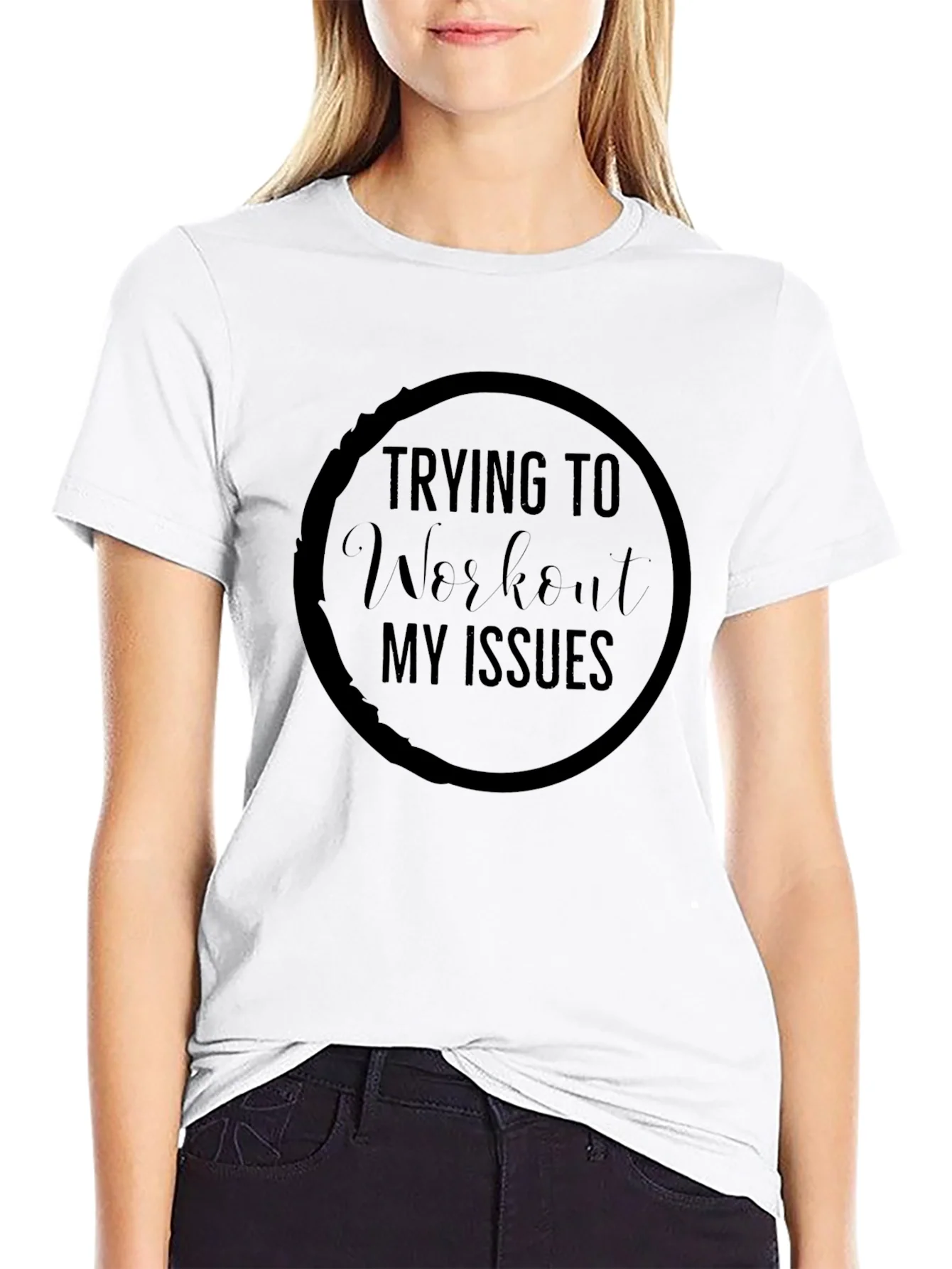 Workout My Issues Graphic Tee - Black Cotton