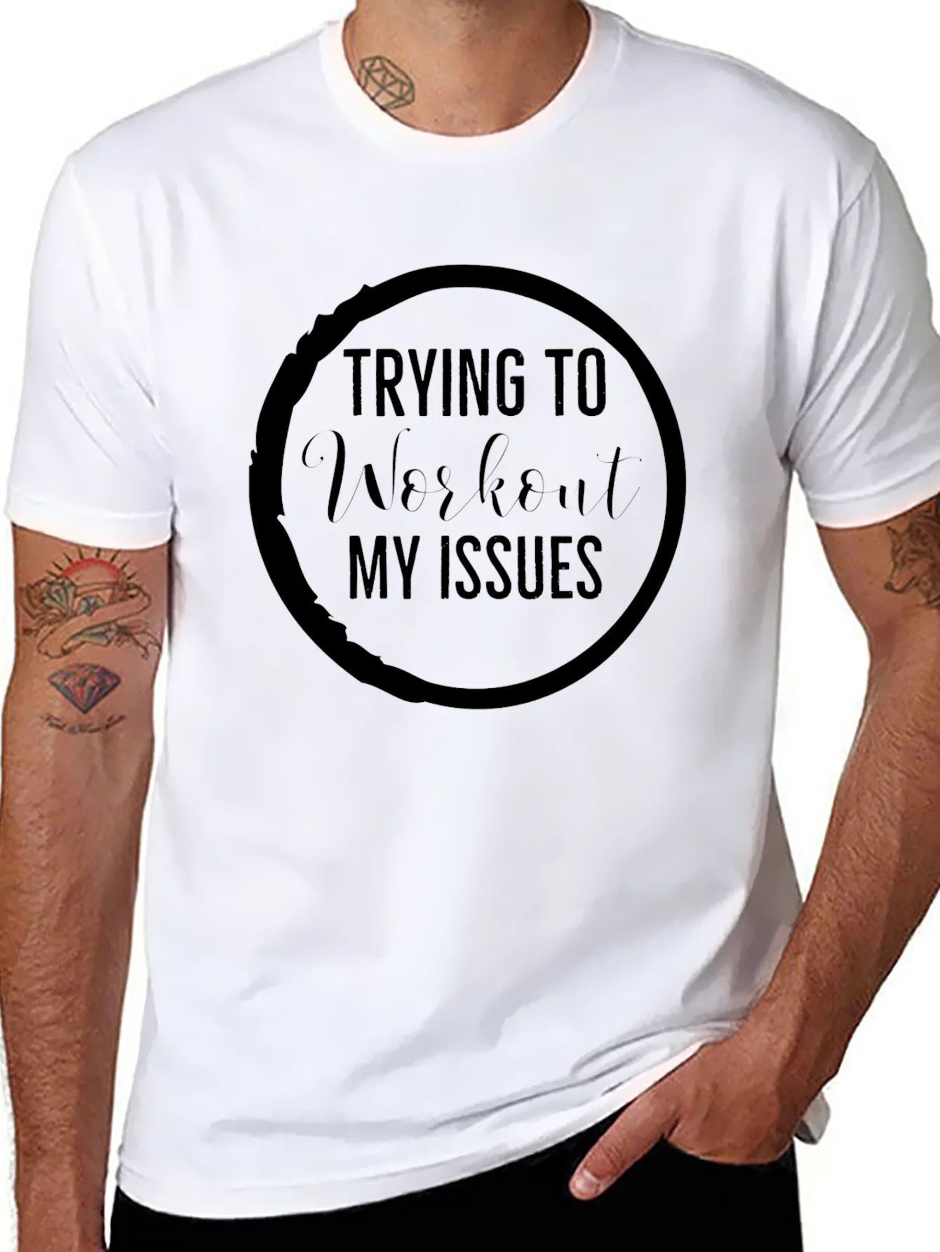 Workout My Issues Graphic Tee - Black Cotton
