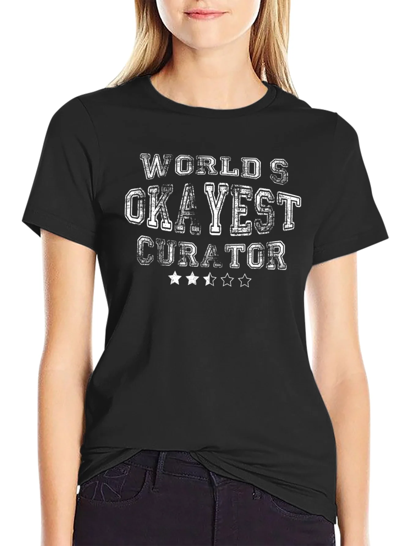 Worlds Okayest Curator Black T-Shirt