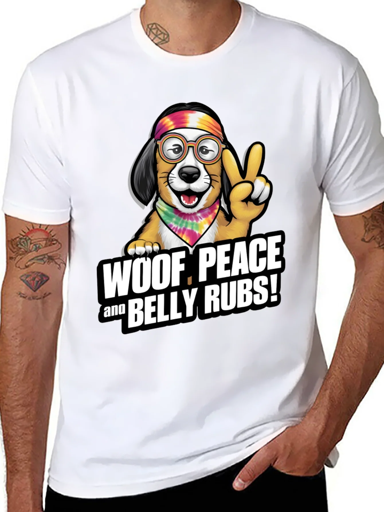 Woof Peace & Belly Rubs Black T-Shirt