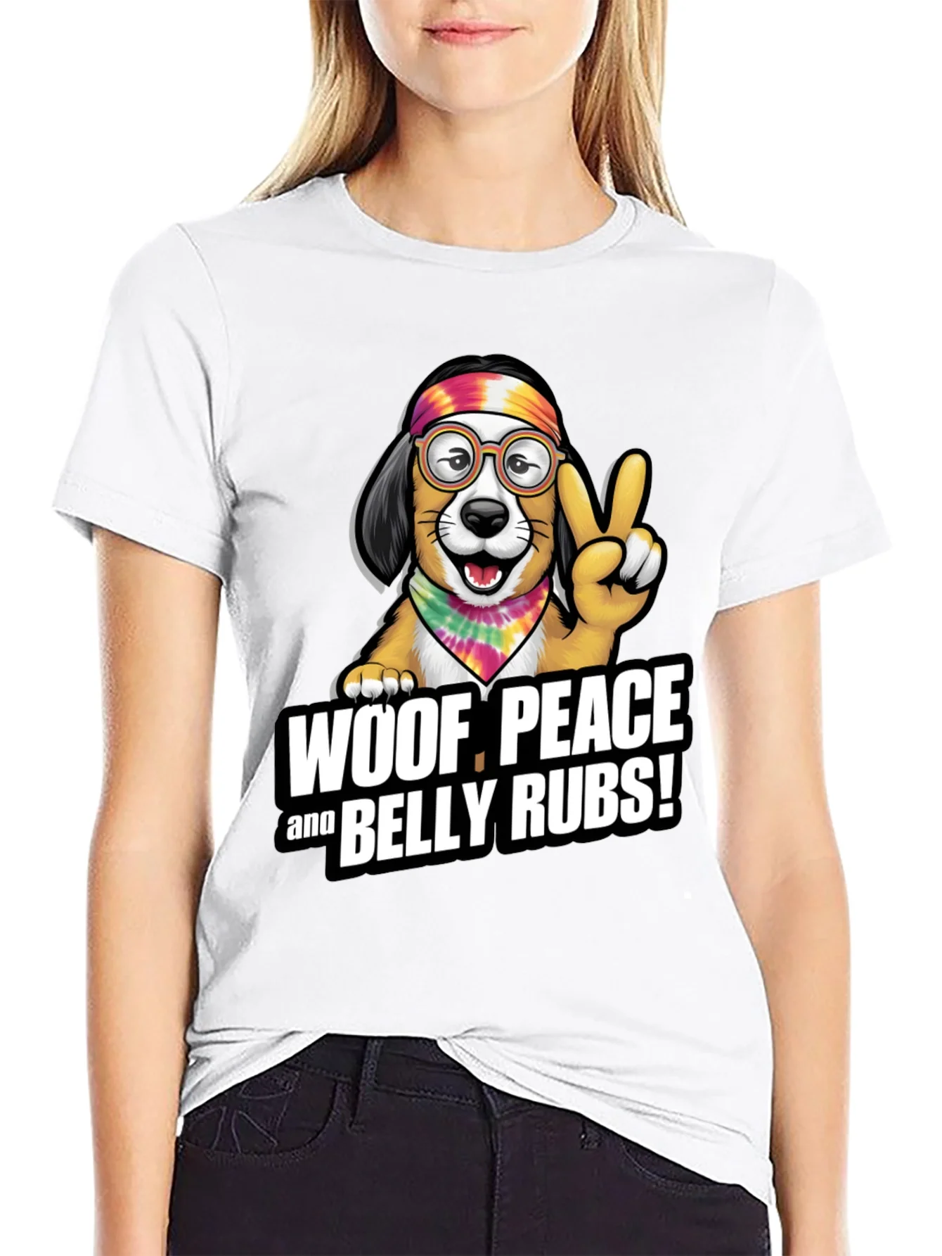Woof Peace & Belly Rubs Black T-Shirt