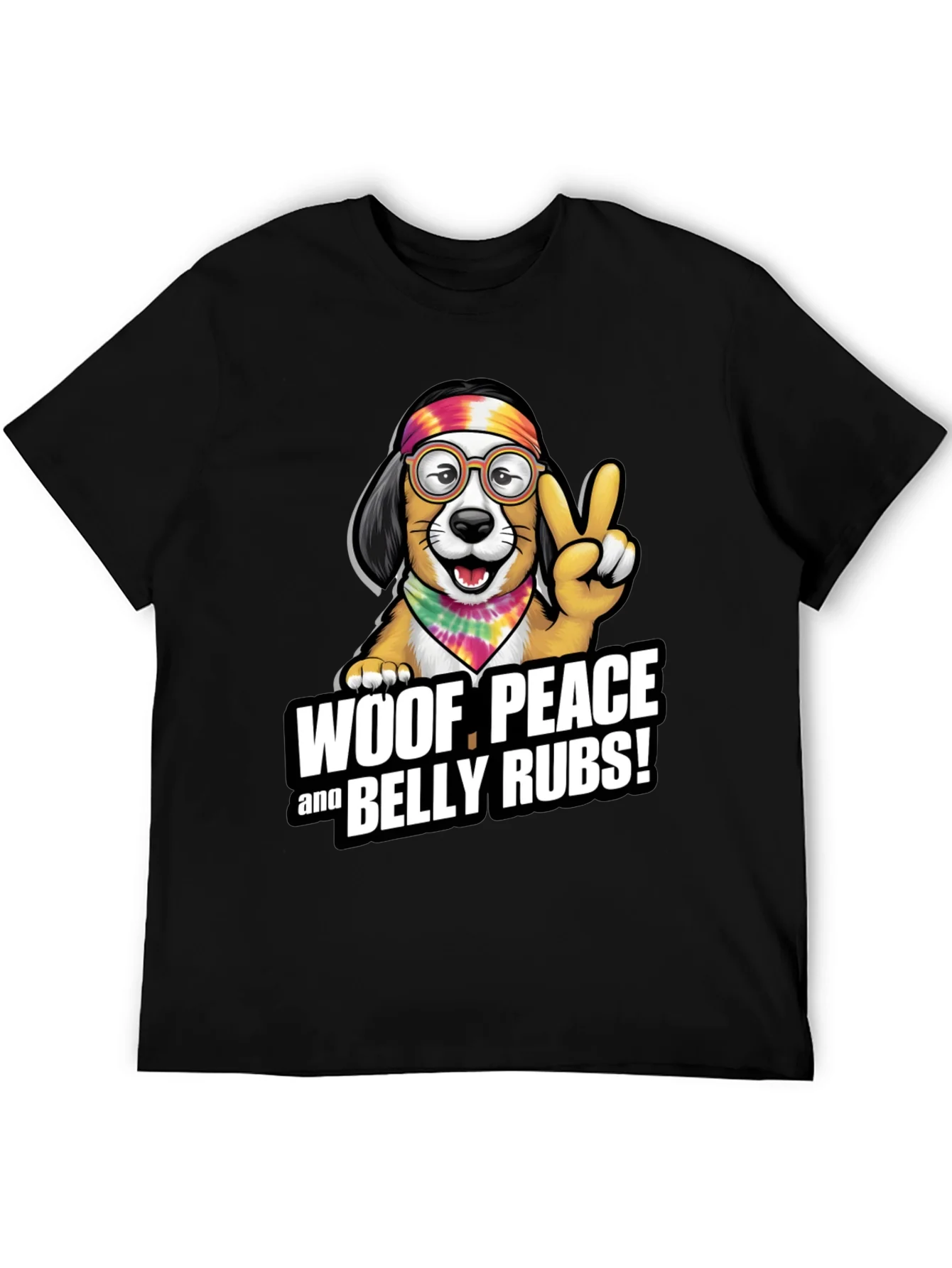 Woof Peace & Belly Rubs Black T-Shirt