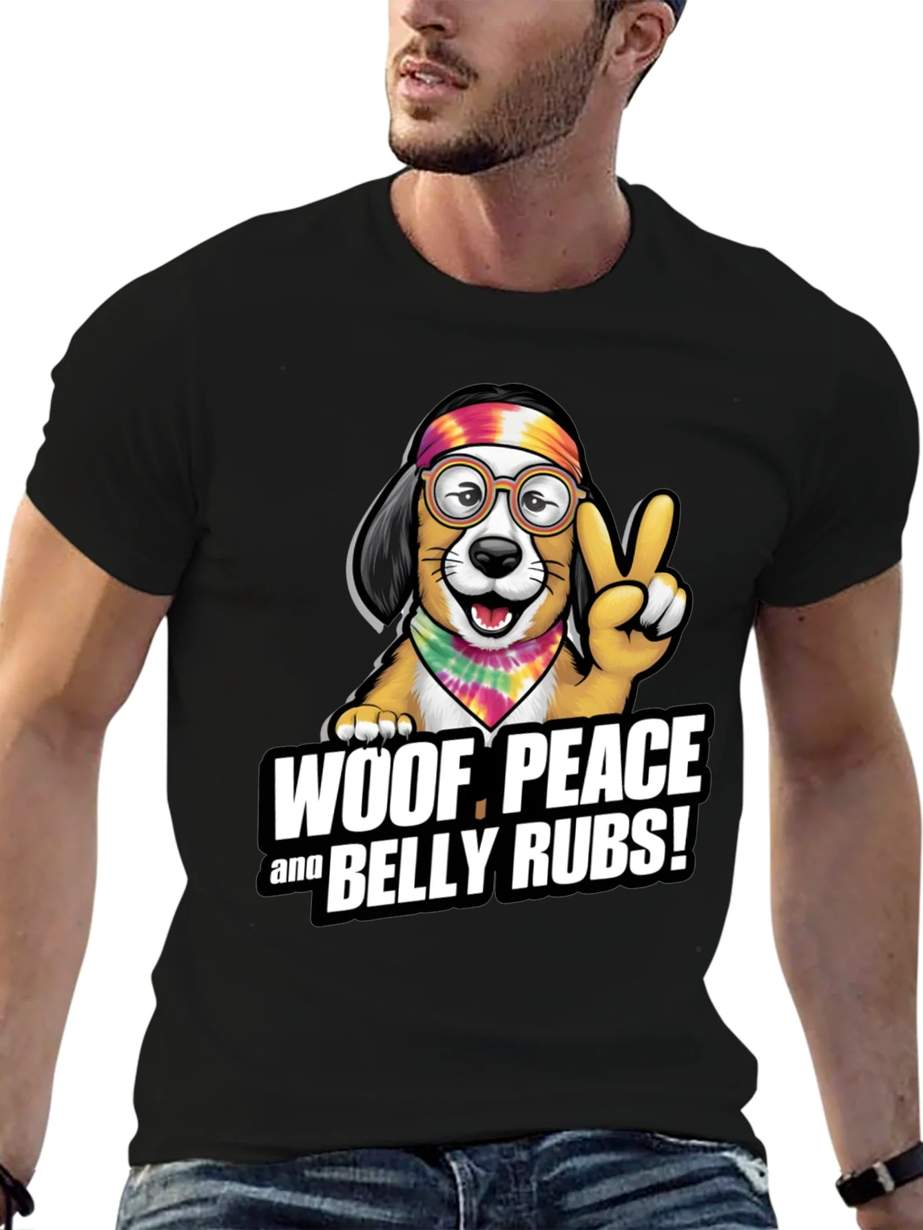 Woof Peace & Belly Rubs Black T-Shirt