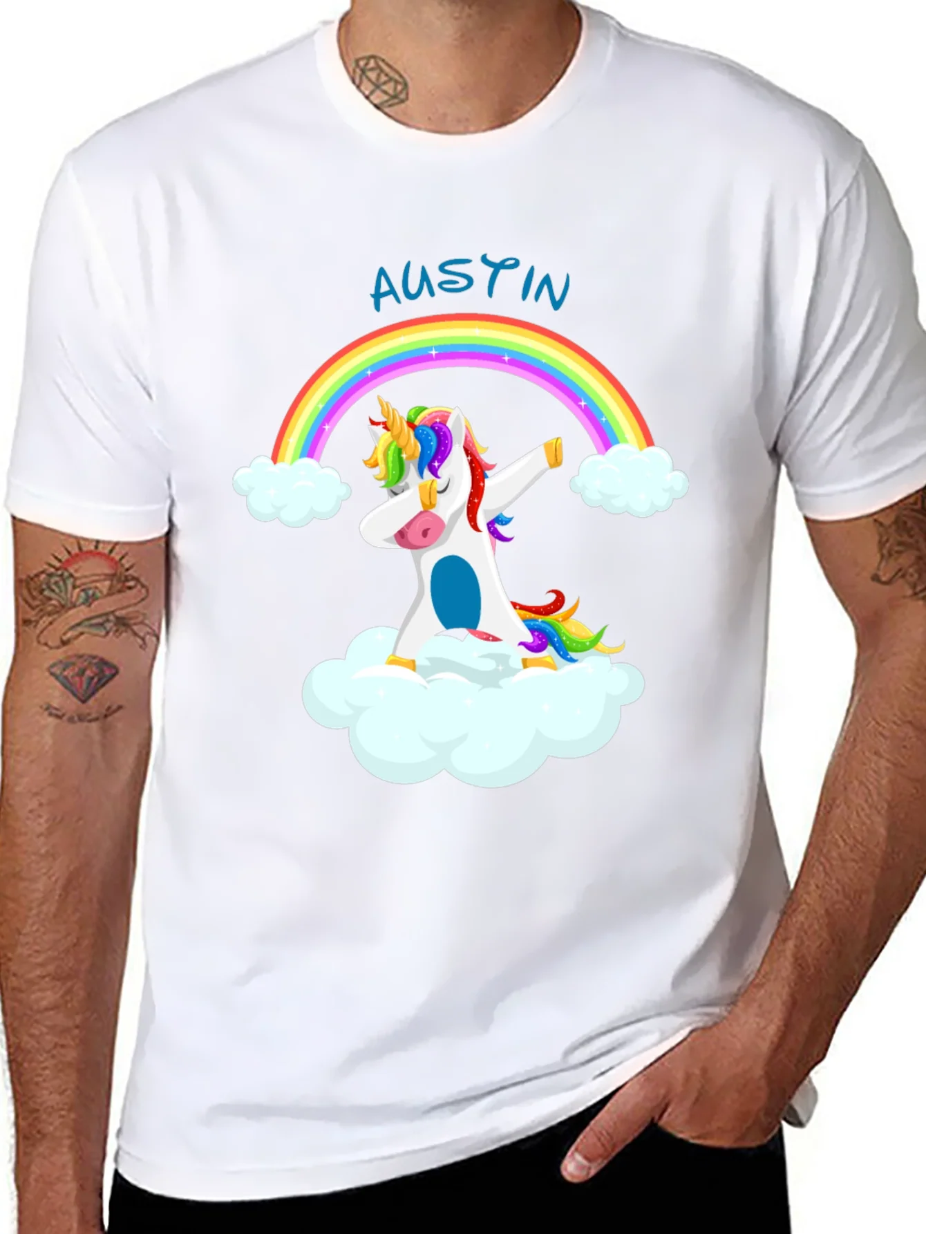 Unicorn Rainbow T-Shirt: Austin Personalized!