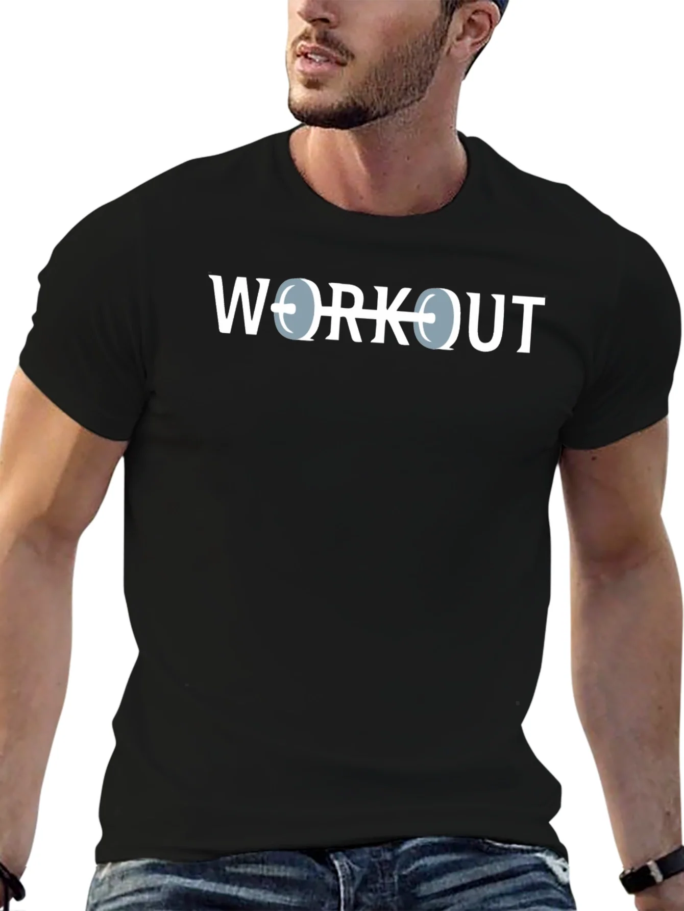Workout Gym T-Shirt - Black Cotton Fitness Tee