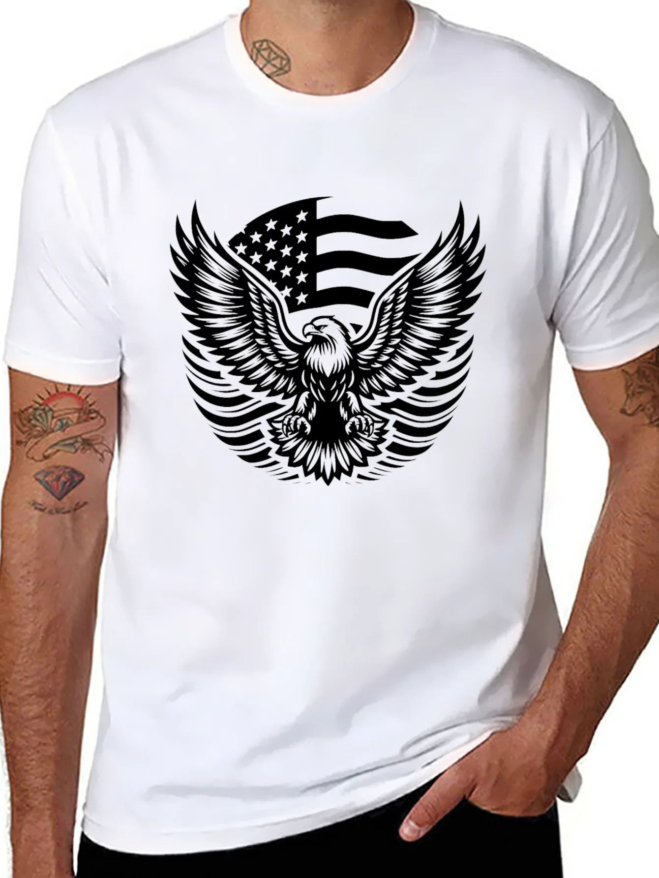 American Eagle Flag Graphic Black T-Shirt