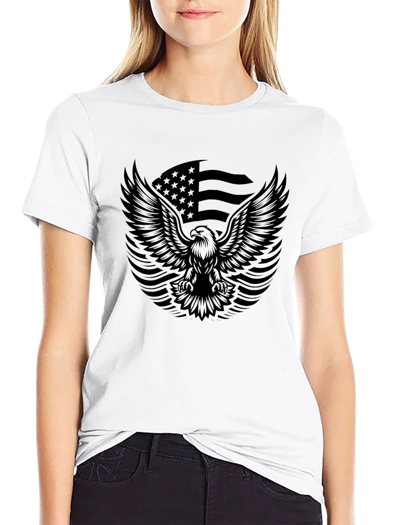 American Eagle Flag Graphic Black T-Shirt