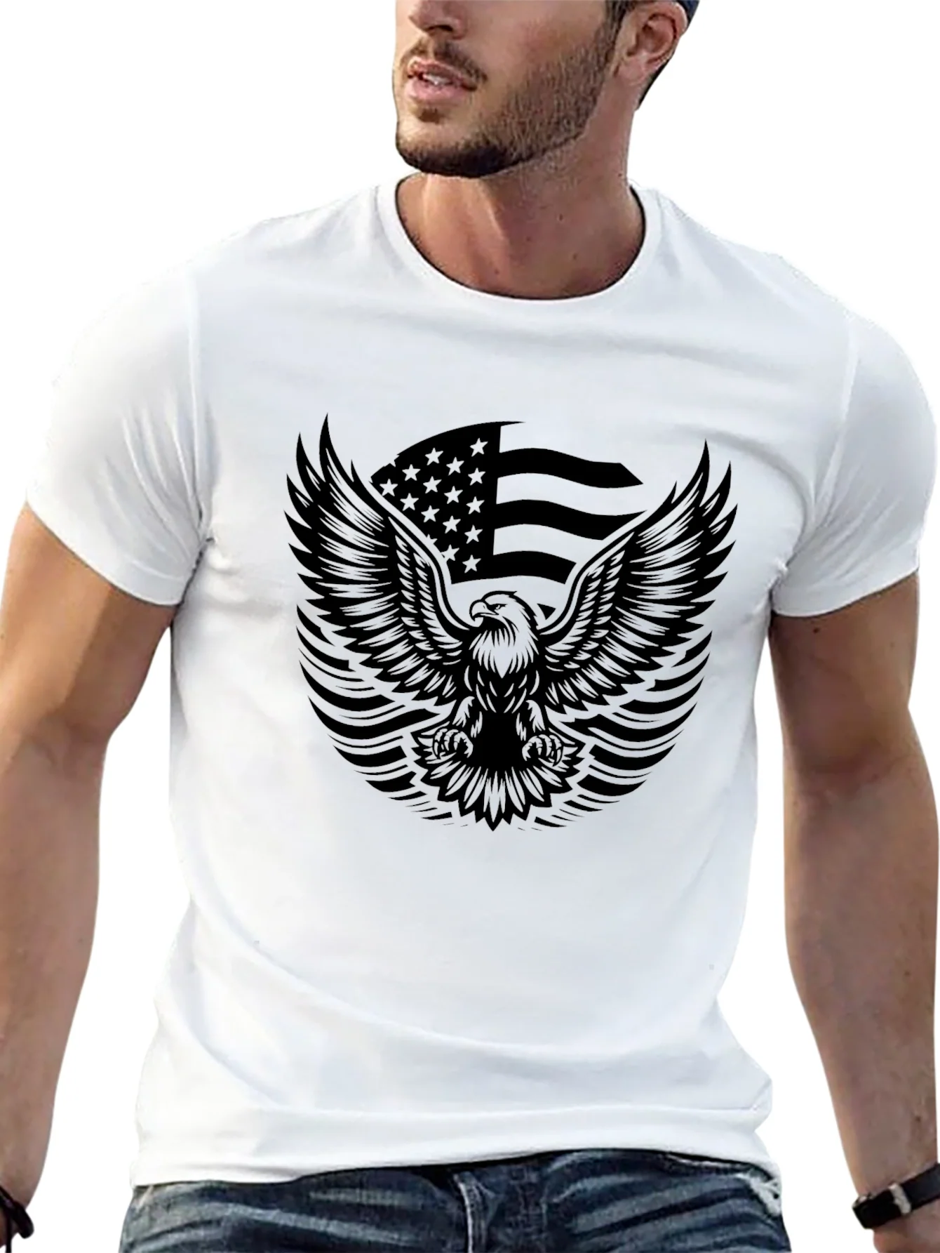 American Eagle Flag Graphic Black T-Shirt