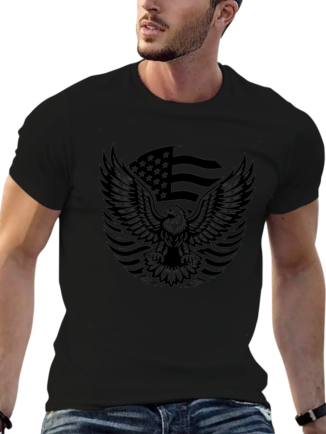 American Eagle Flag Graphic Black T-Shirt