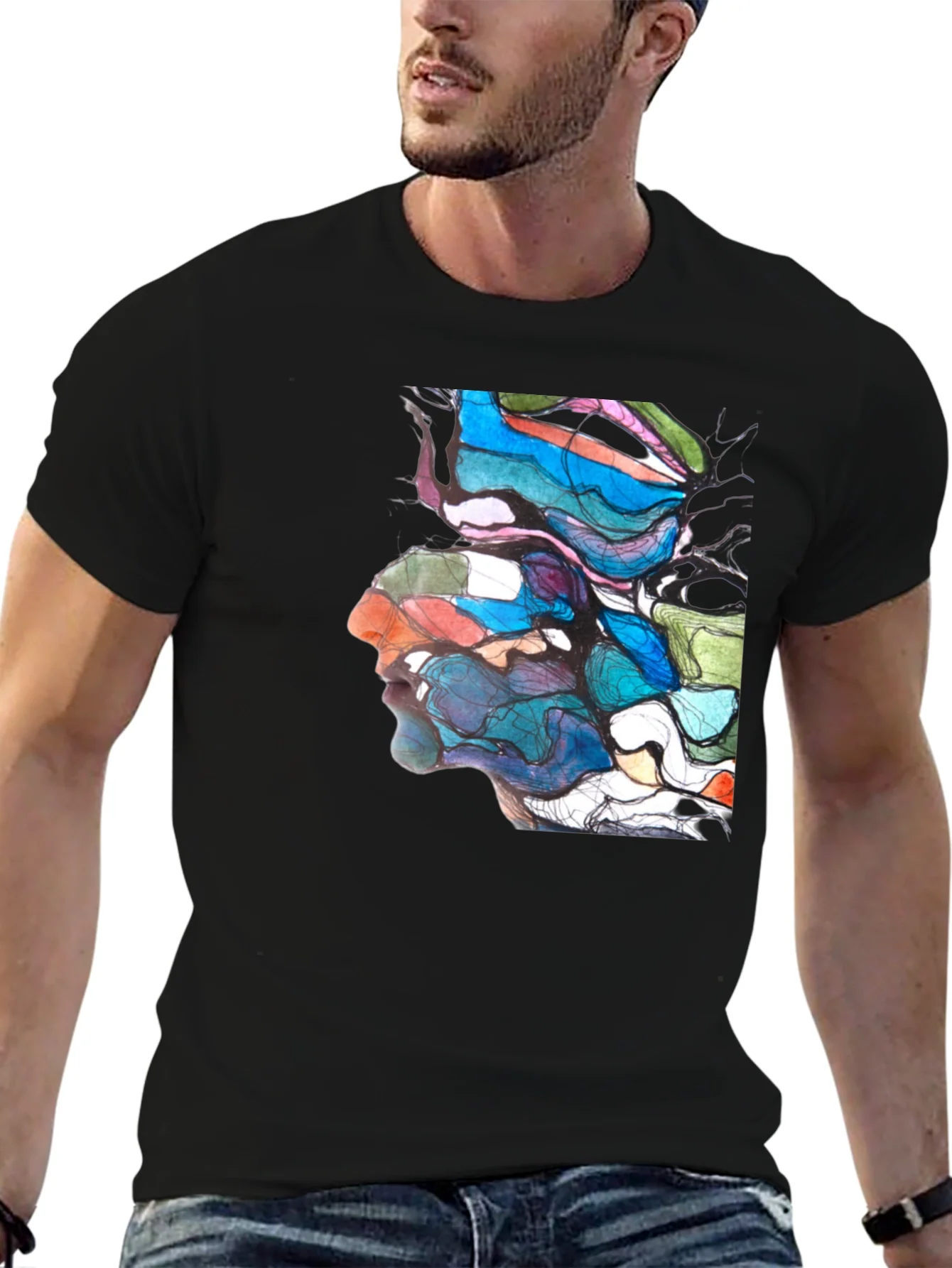Abstract Face Art Graphic T-Shirt