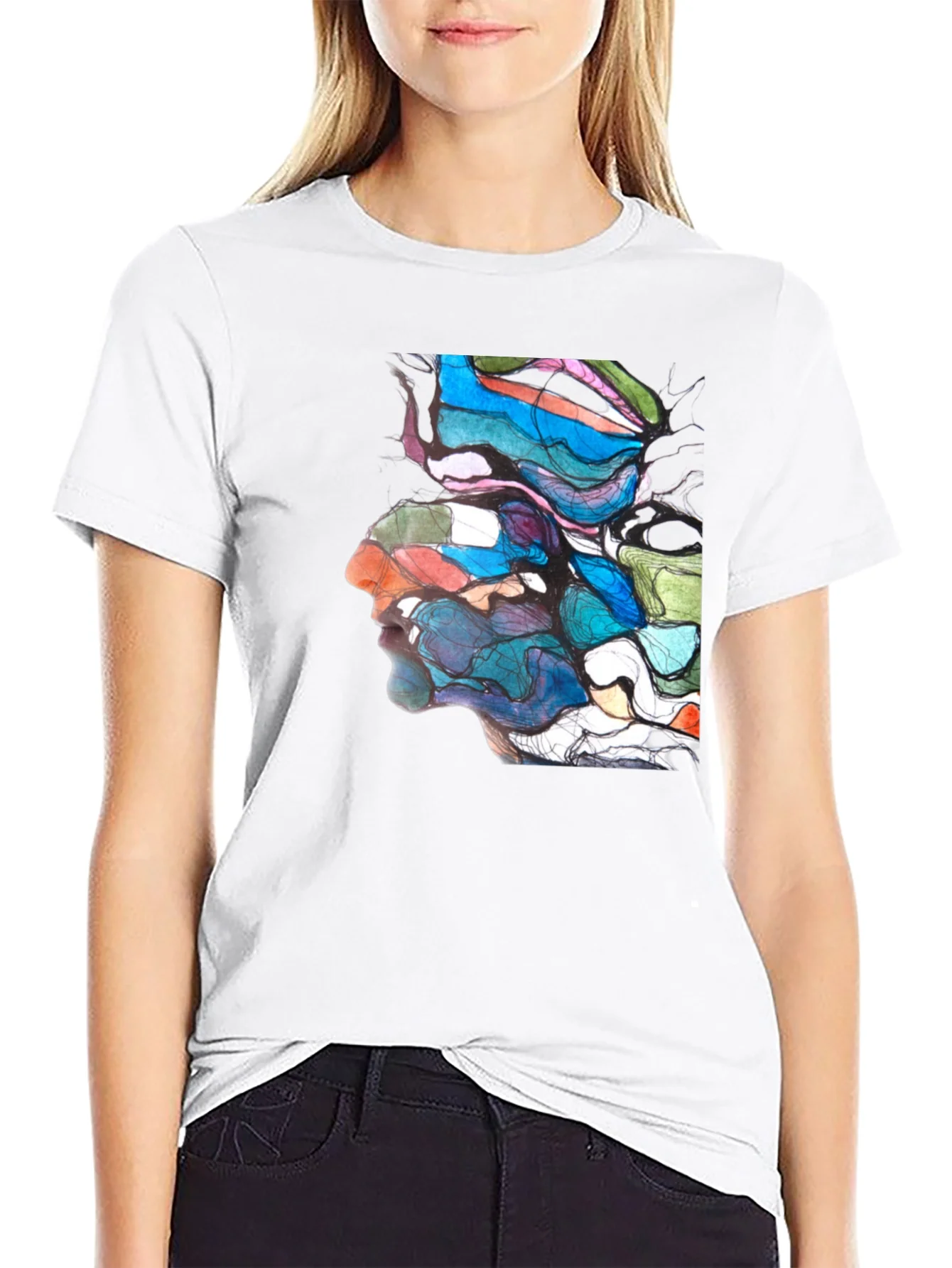 Abstract Face Art Graphic T-Shirt