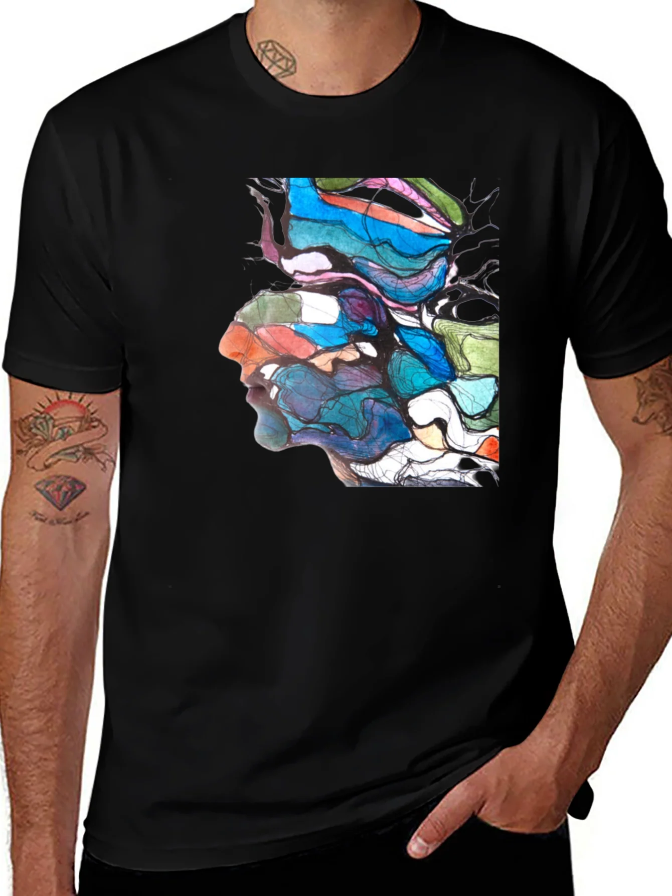 Abstract Face Art Graphic T-Shirt