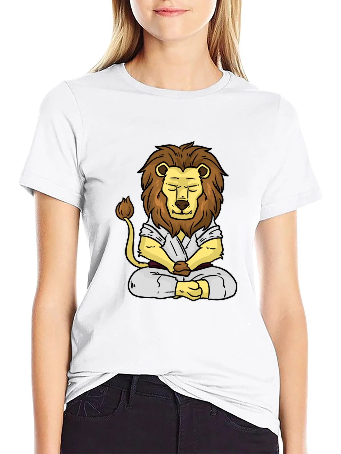 Zen Lion T-Shirt - Meditating Martial Artist Tee