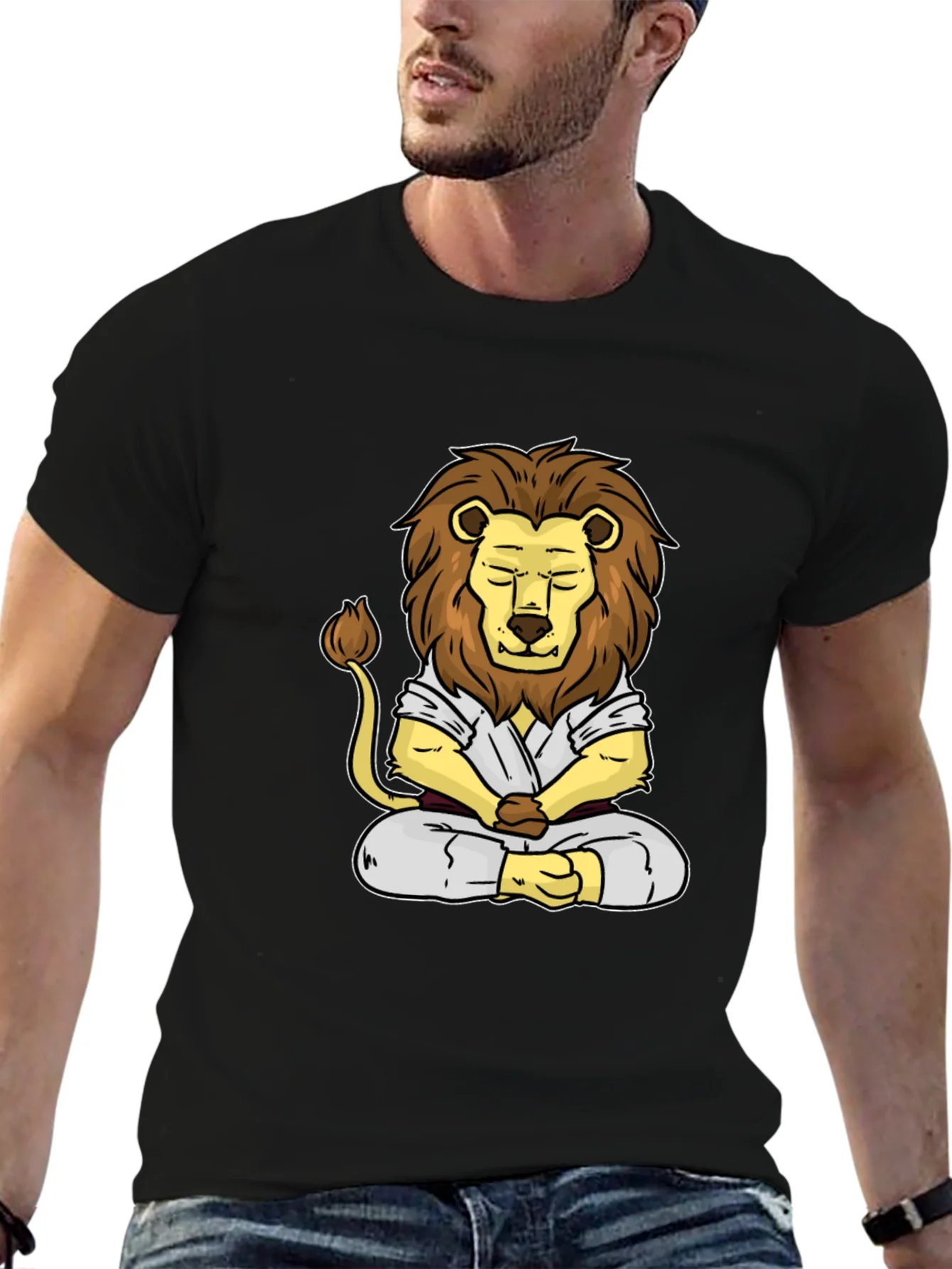 Zen Lion T-Shirt - Meditating Martial Artist Tee