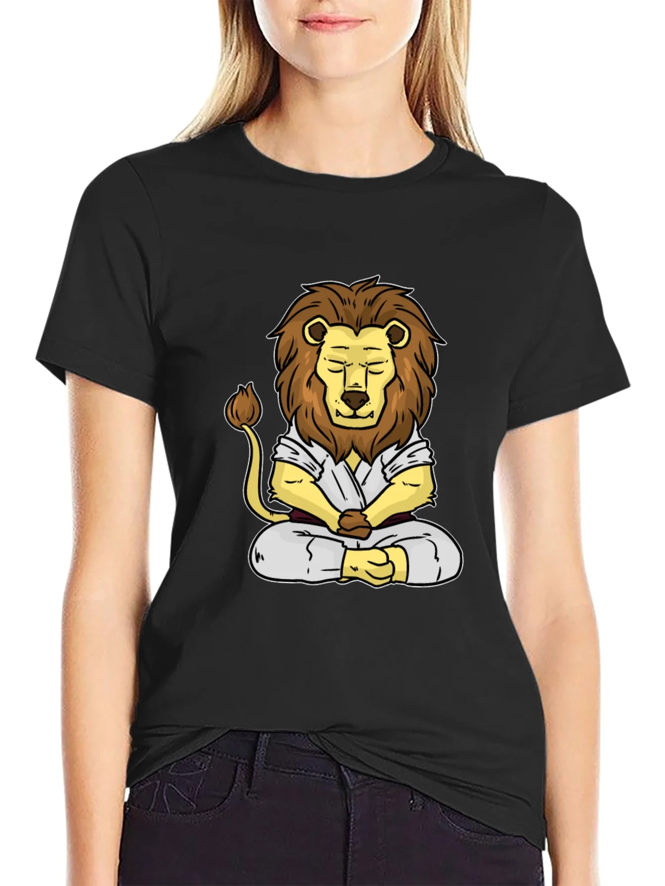 Zen Lion T-Shirt - Meditating Martial Artist Tee