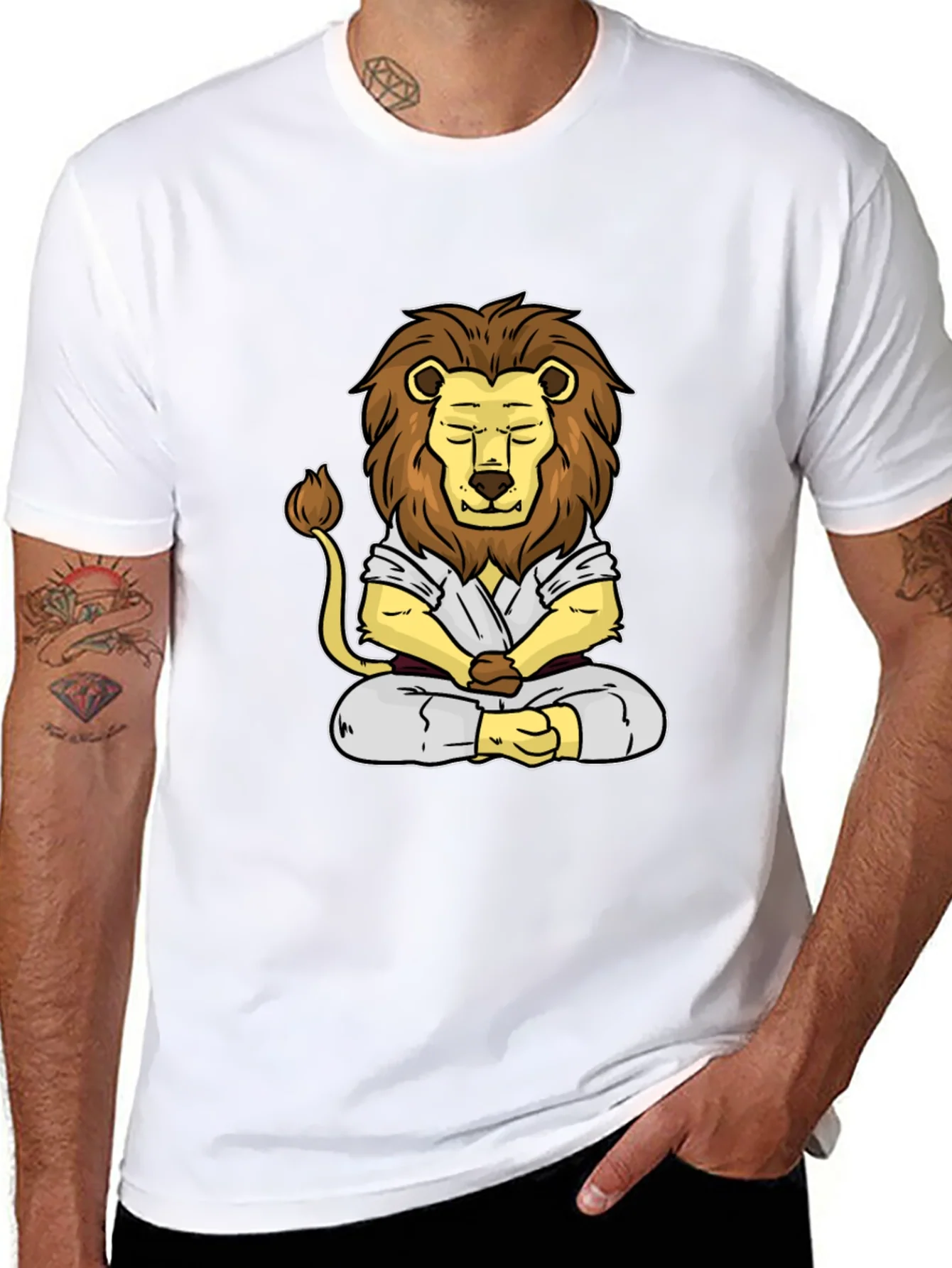 Zen Lion T-Shirt - Meditating Martial Artist Tee