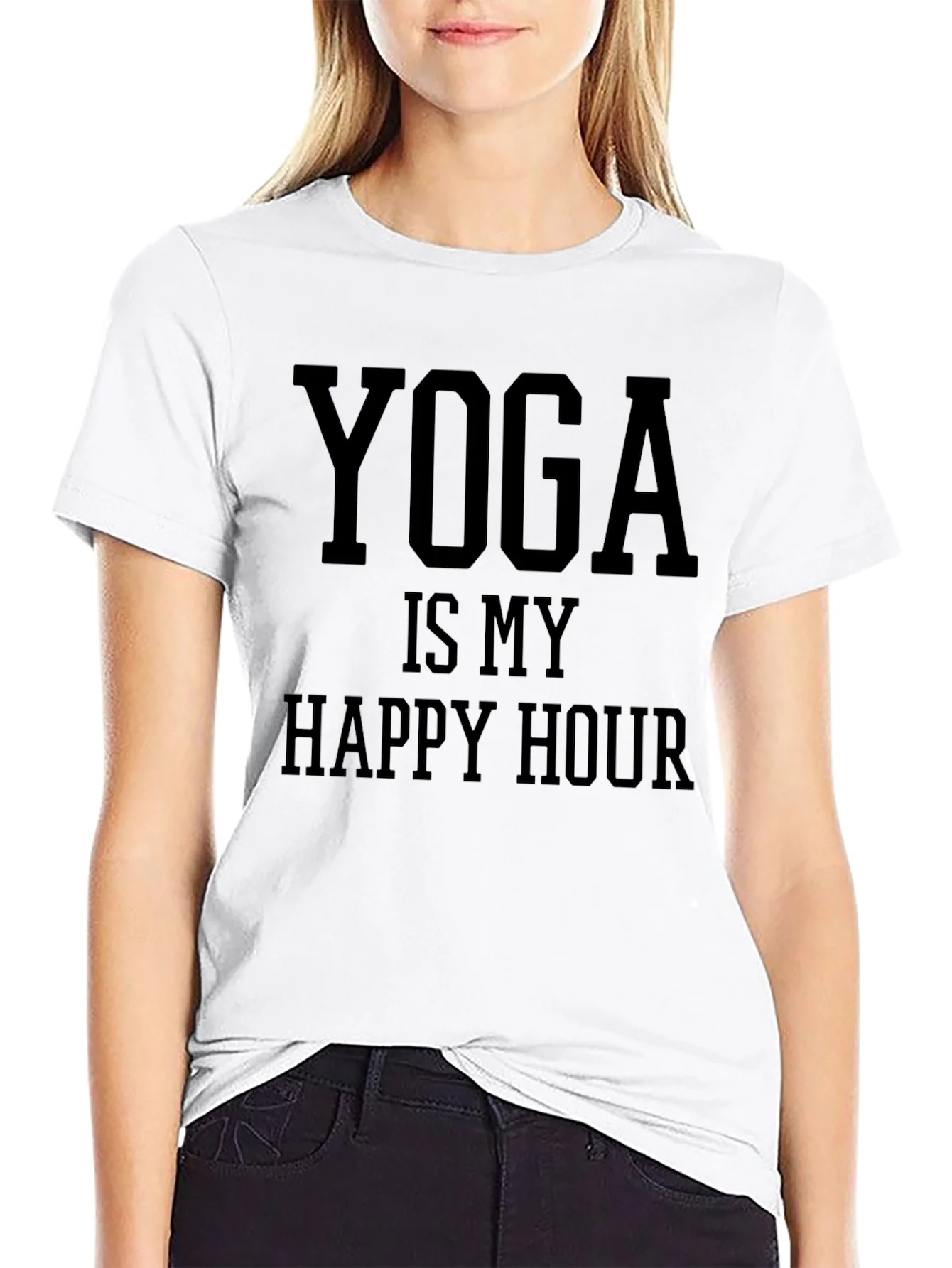 Yoga Is My Happy Hour Black T-Shirt