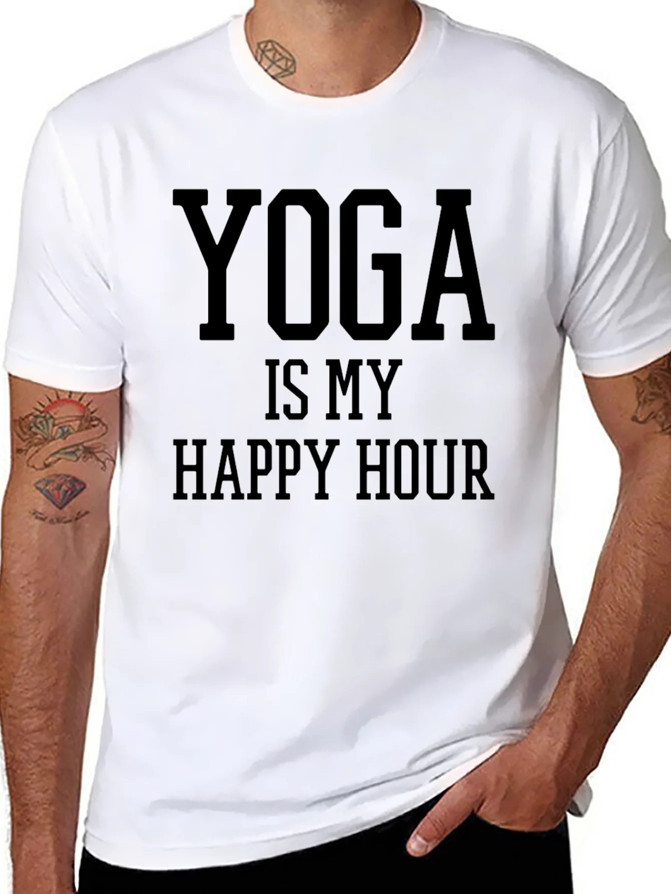 Yoga Is My Happy Hour Black T-Shirt