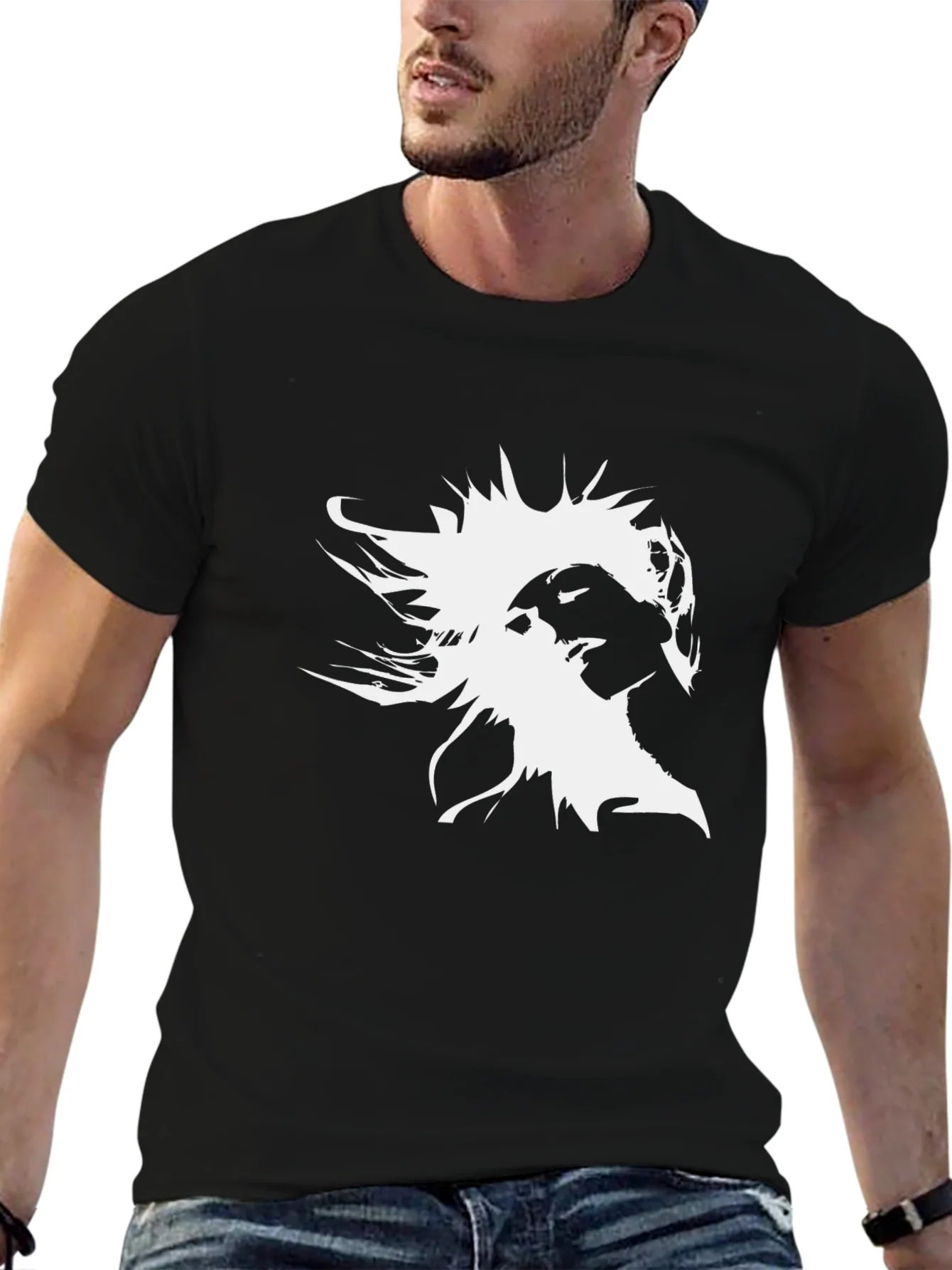 Abstract Silhouette Graphic Black T-Shirt